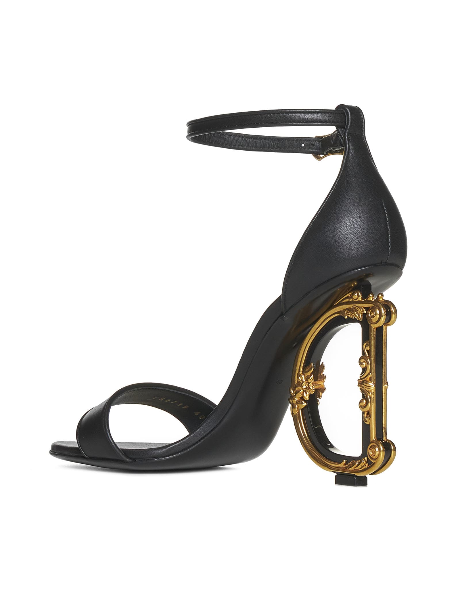 Dolce & Gabbana Keira 105 Baroque Heel Nappa Leather Sandals In Black