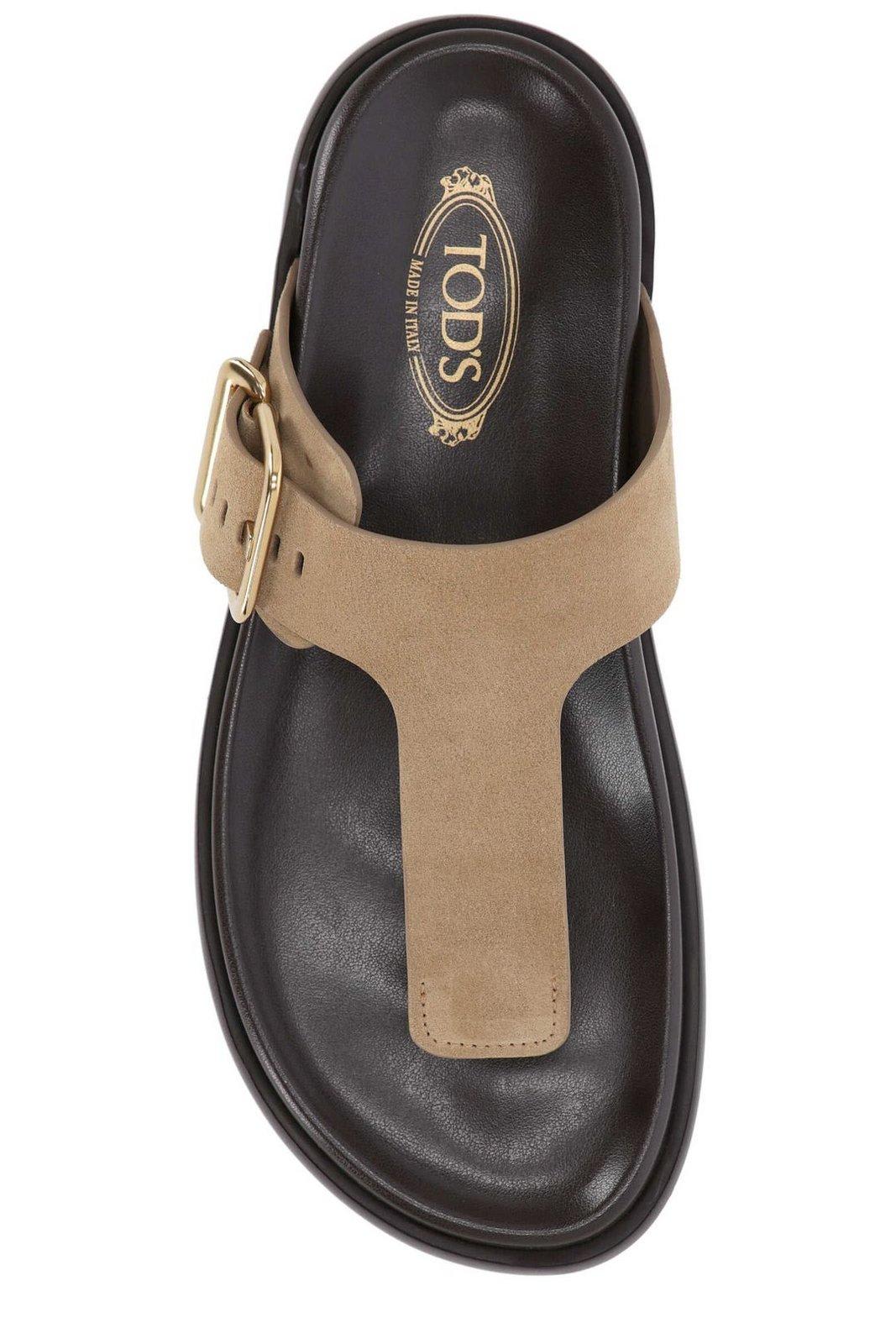 Shop Tod's Buckle Detailed Thong Sandals