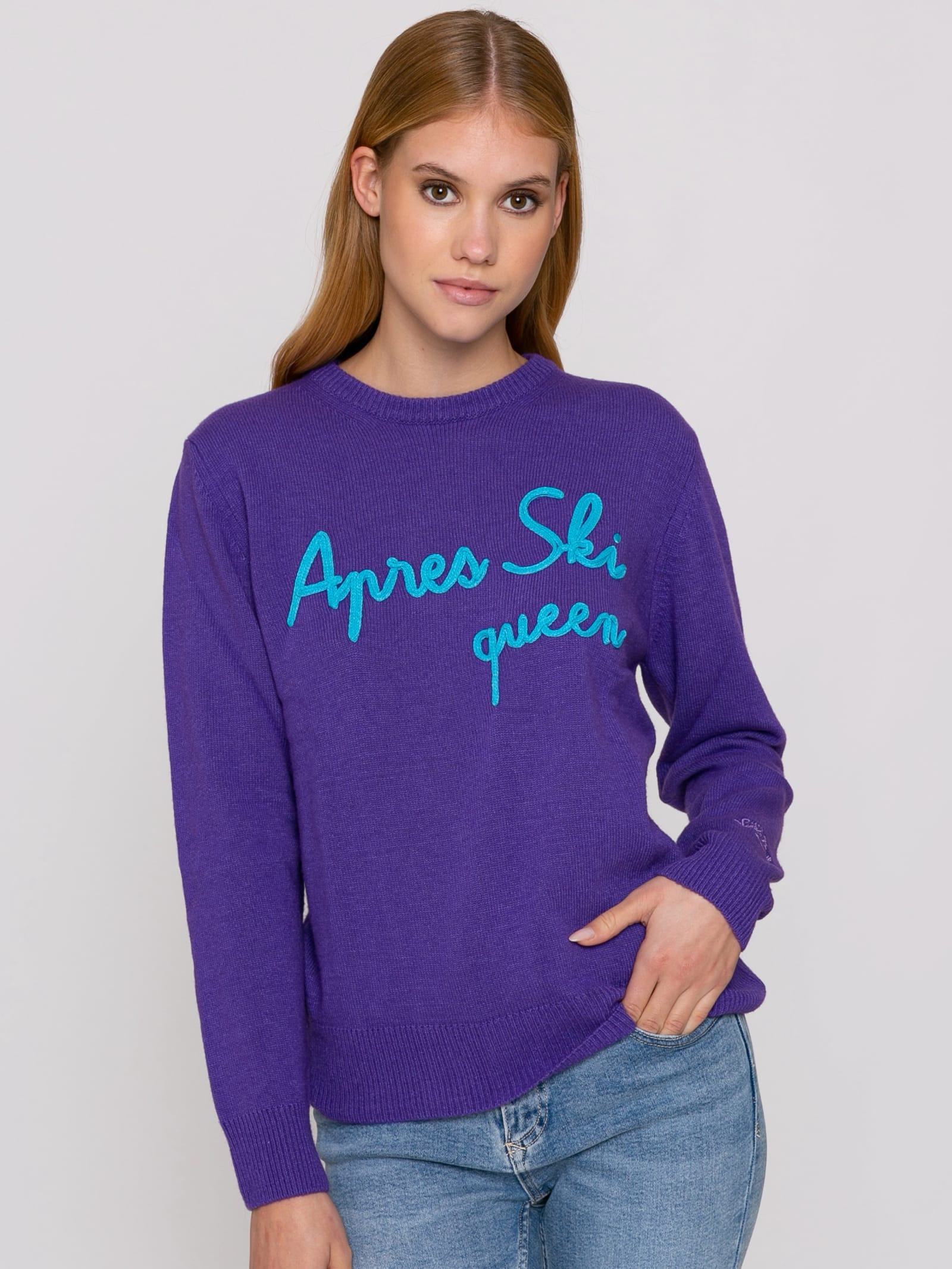MC2 Saint Barth Woman Purple Sweater Apres Ski Queen Embroidery