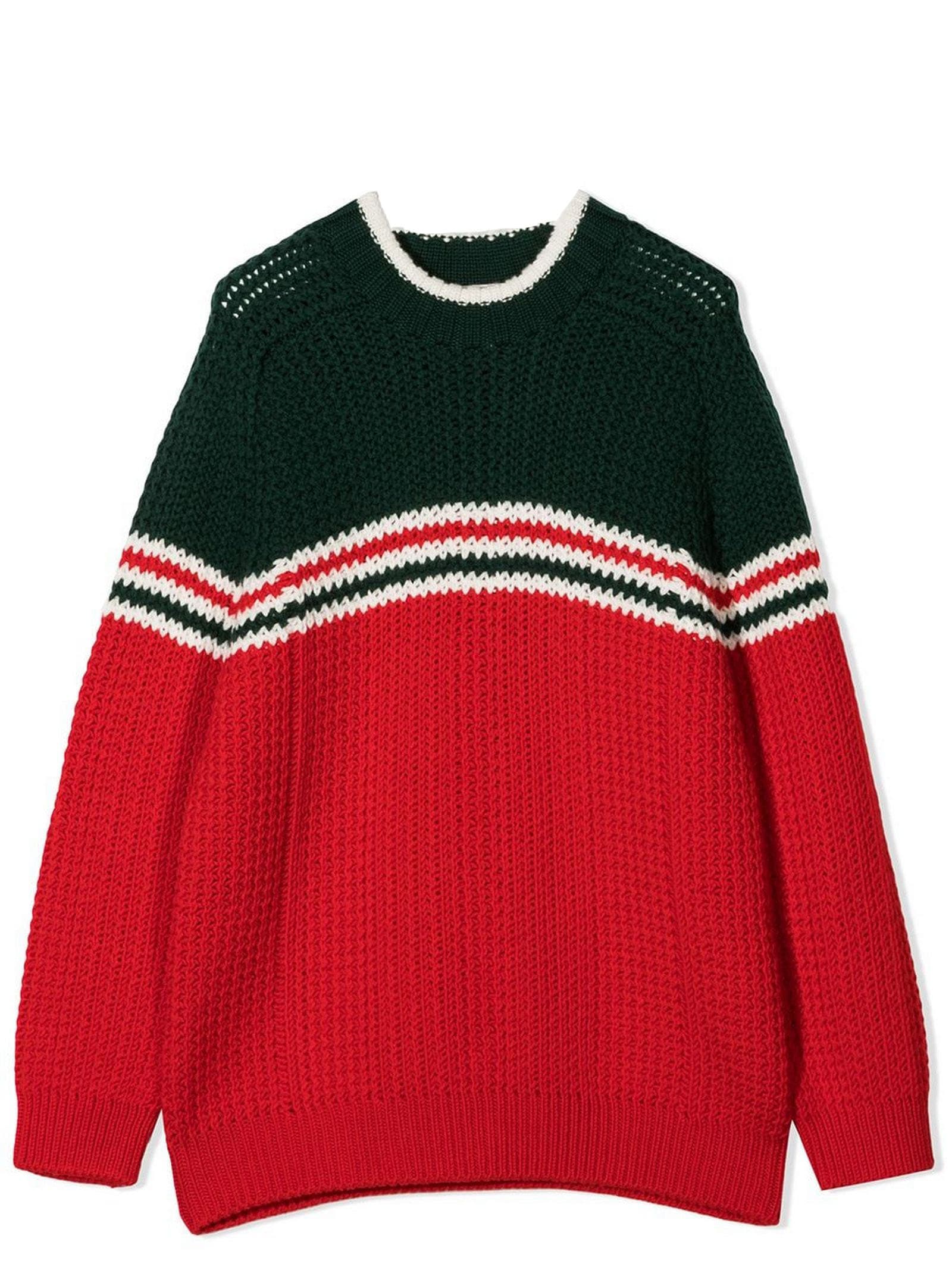 Gucci Green And Red Wool Jumper