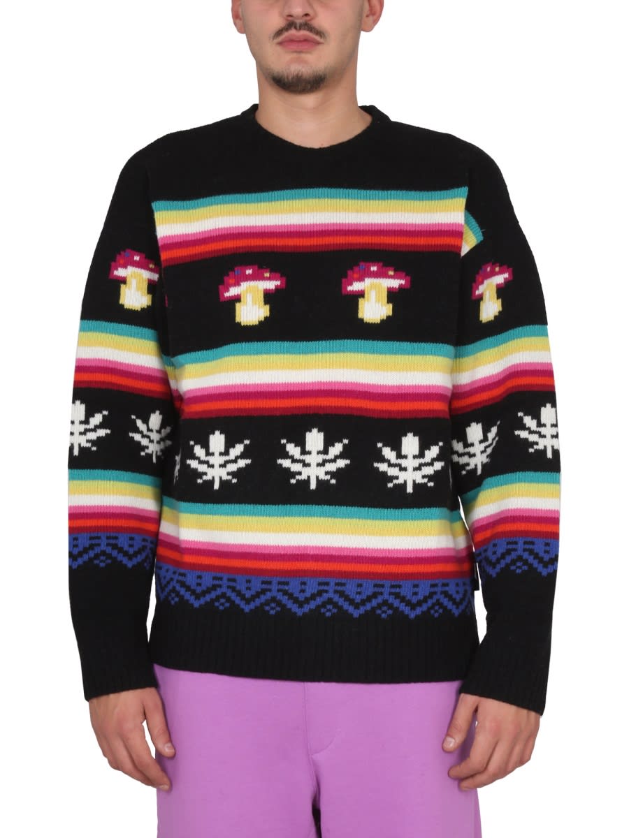 Shop Msgm Wool Crew Neck Sweater In Multicolour