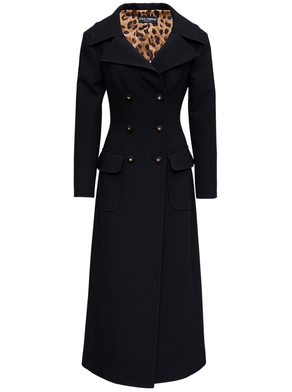 Dolce & Gabbana double-breasted black wool long coat