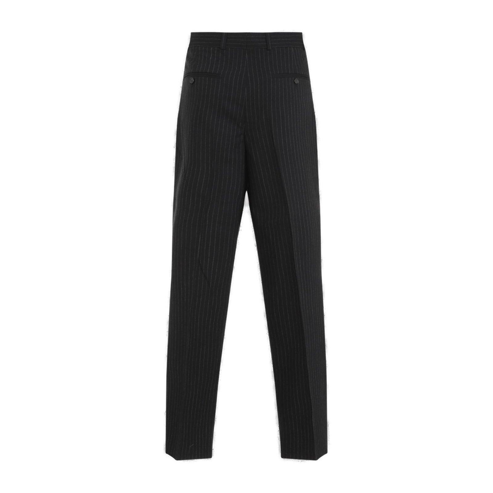 Shop Totême Tailored Pinstriped Trousers In Blue