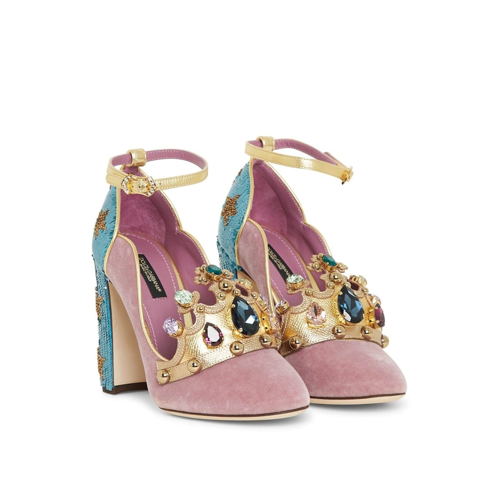 Shop Dolce & Gabbana Suede Crown Pumps In Pink