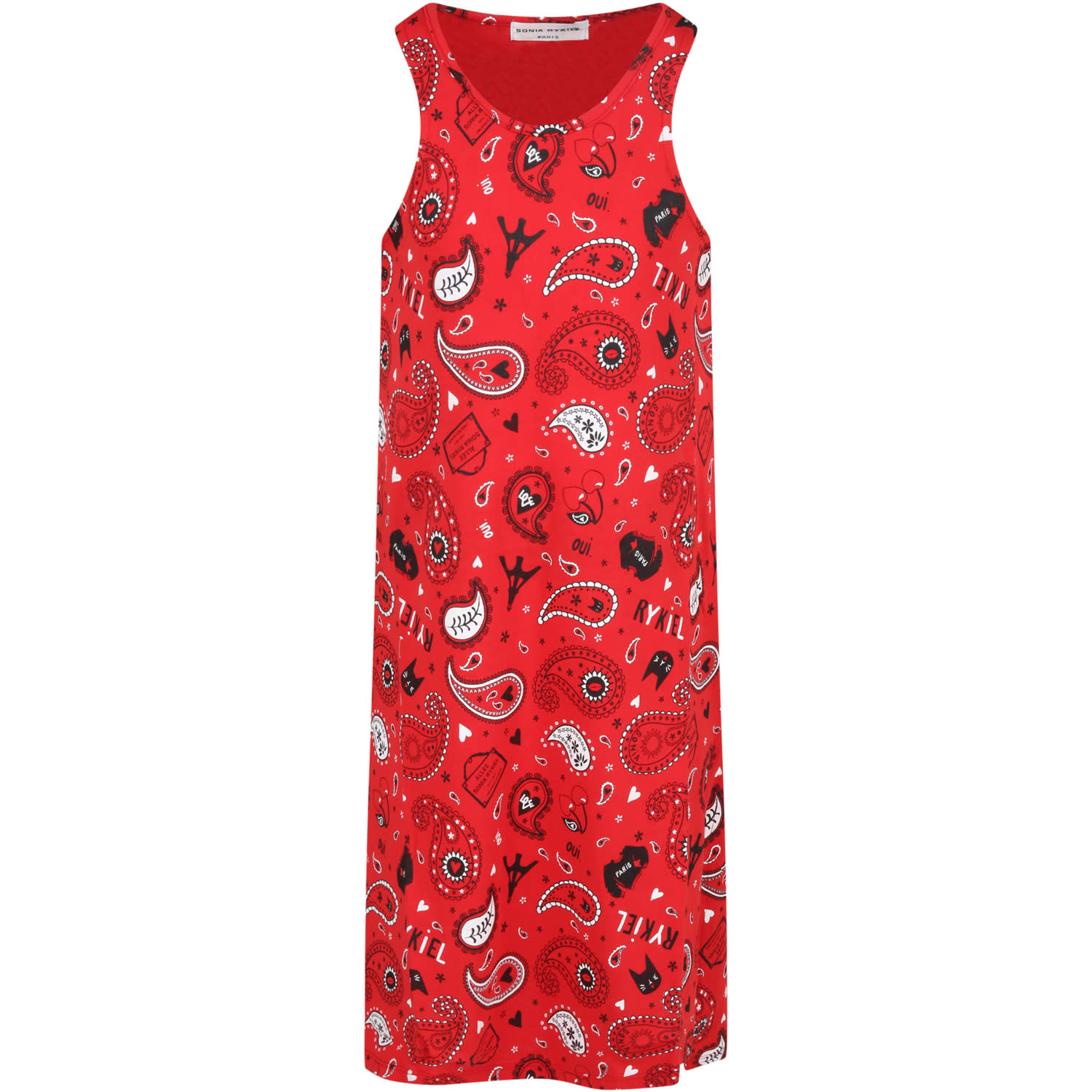 Rykiel Enfant Red Dress For Girl With Print