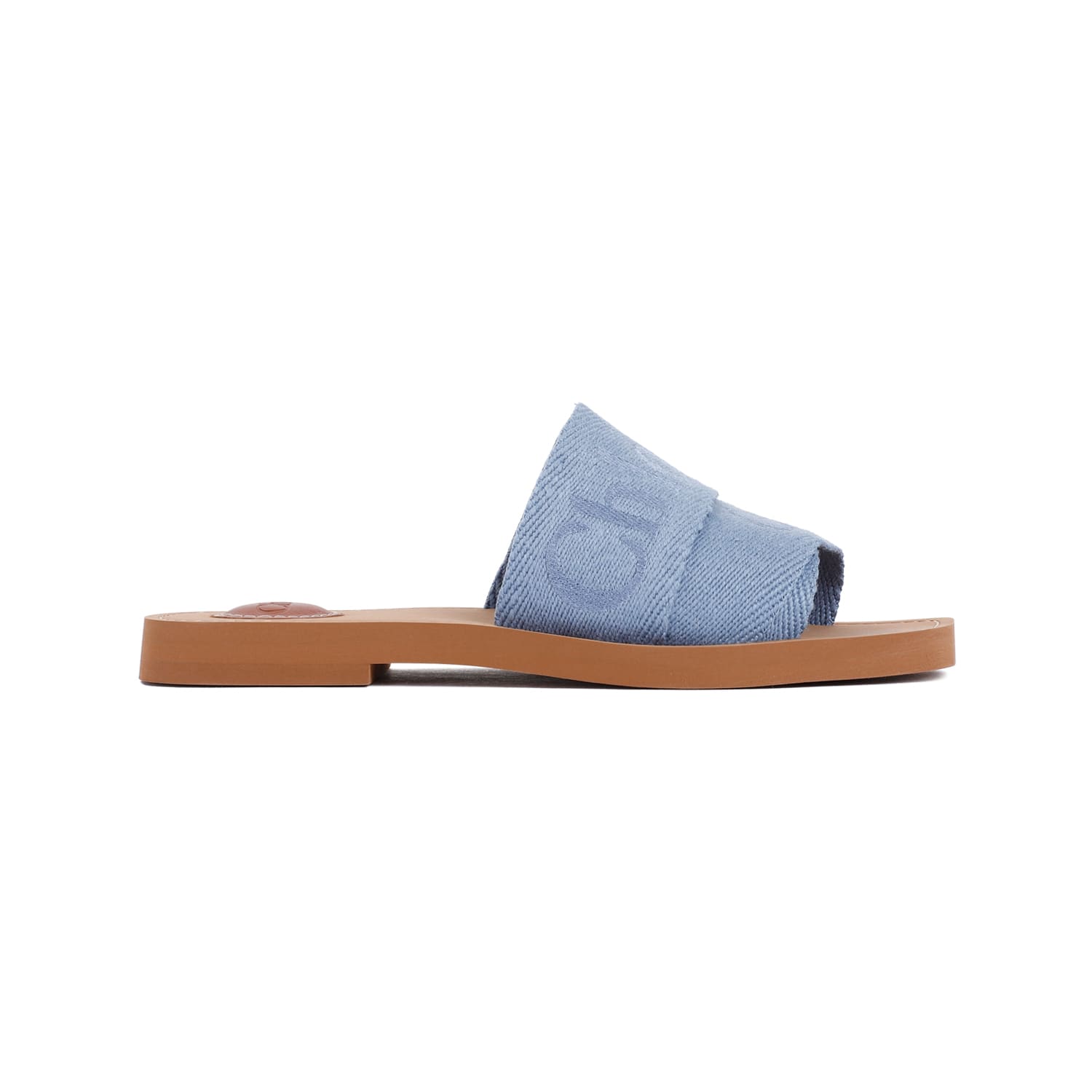 Shop Chloé Woody Flat Mules In Washed Blue