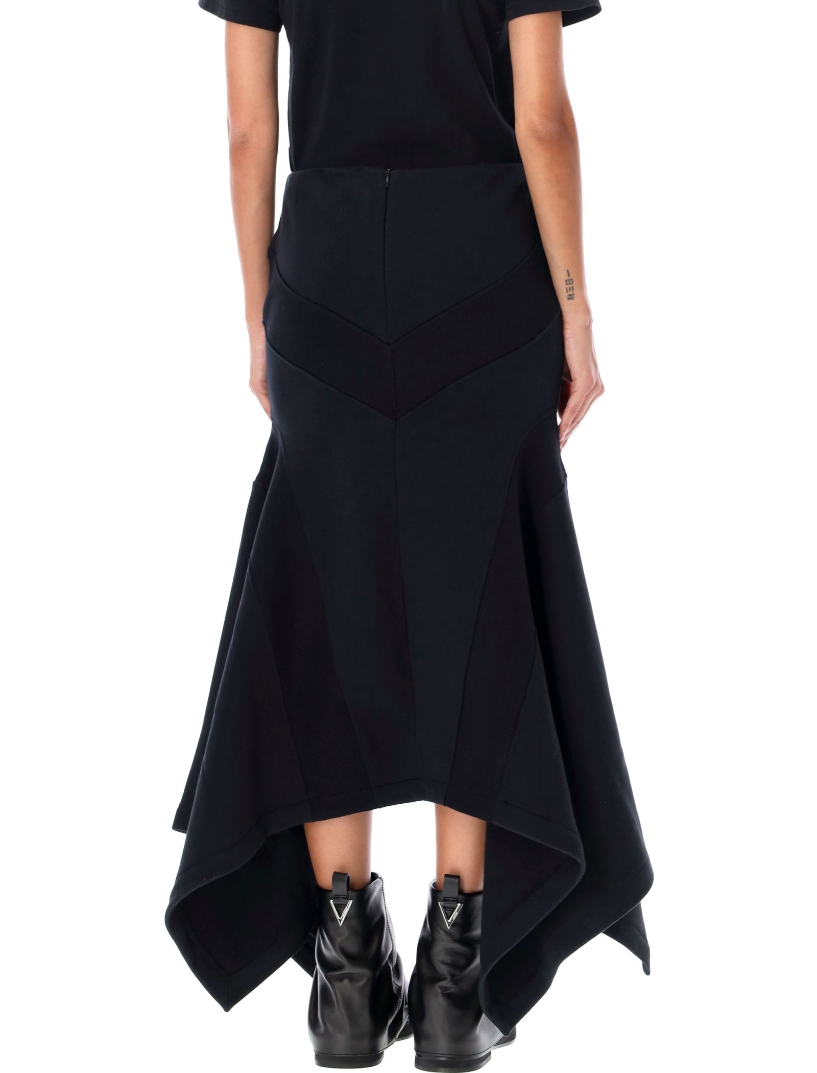 Shop Attico Wide Longuette Skirt In Black