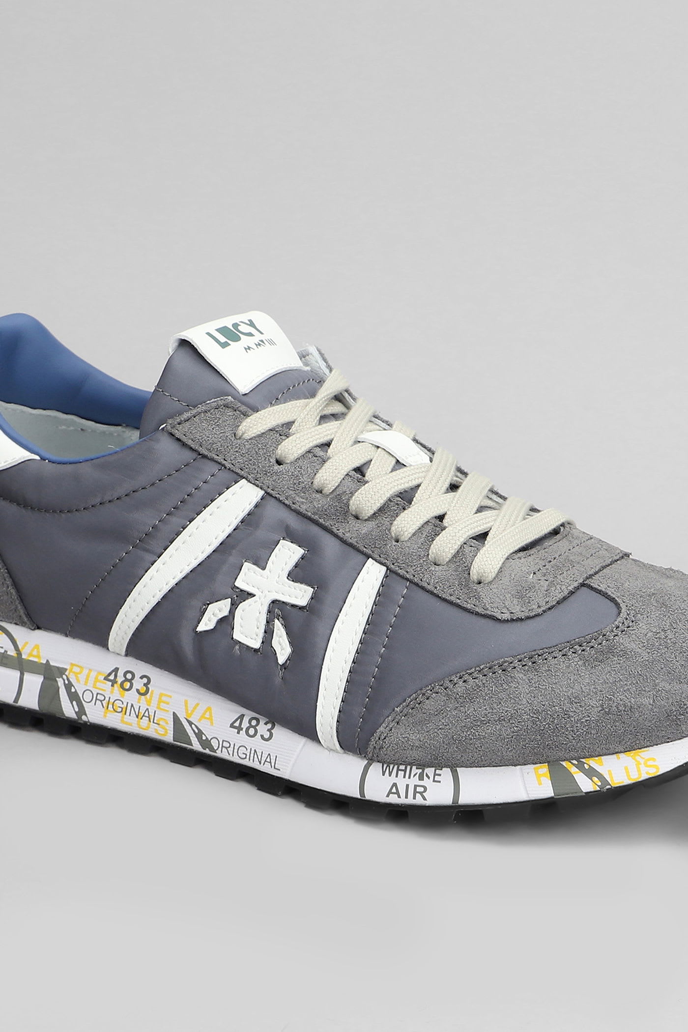 Premiata Lucy Sneakers In Grey Suede And Fabric In Gray