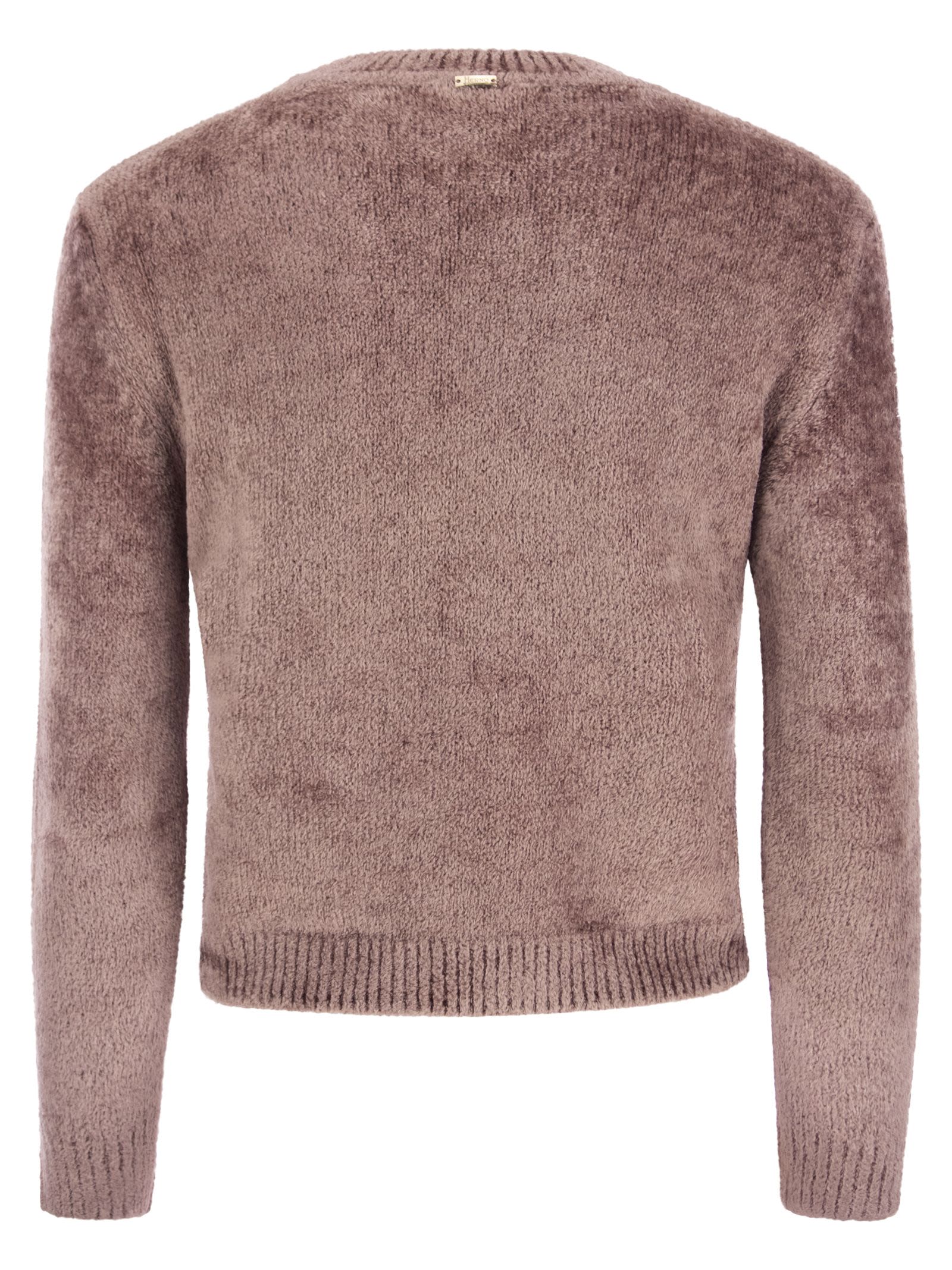 Herno Resort Pullover In Chenille Knit In Pink