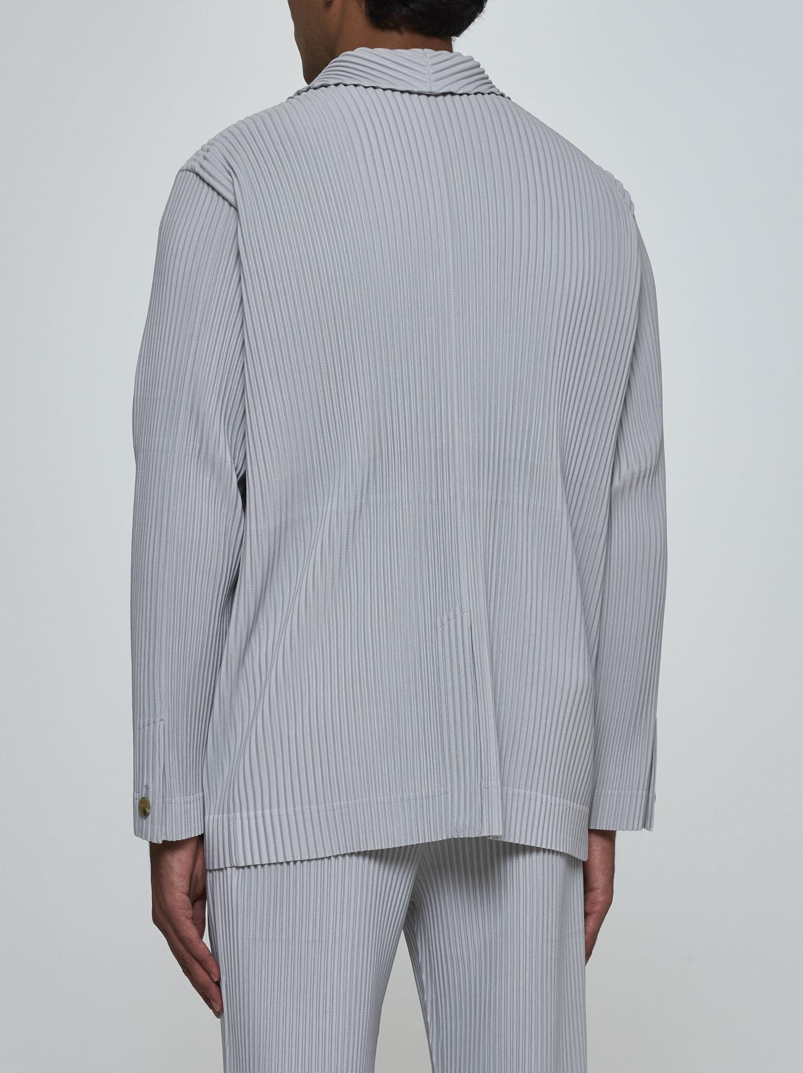 Shop Issey Miyake Pleated Fabric Single-breasted Blazer In Light Grey