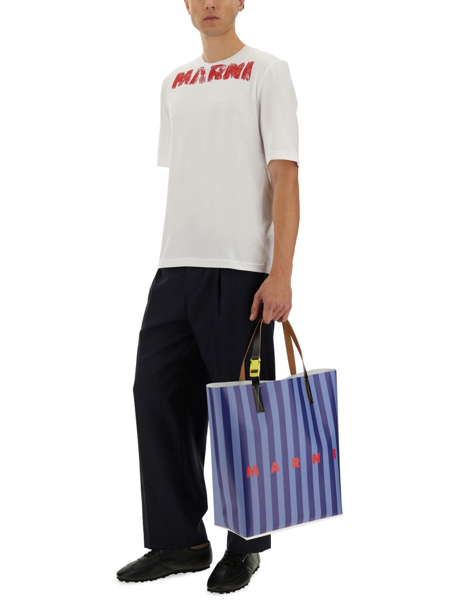 Marni Trousers With Pleated Design And Pockets In Blue