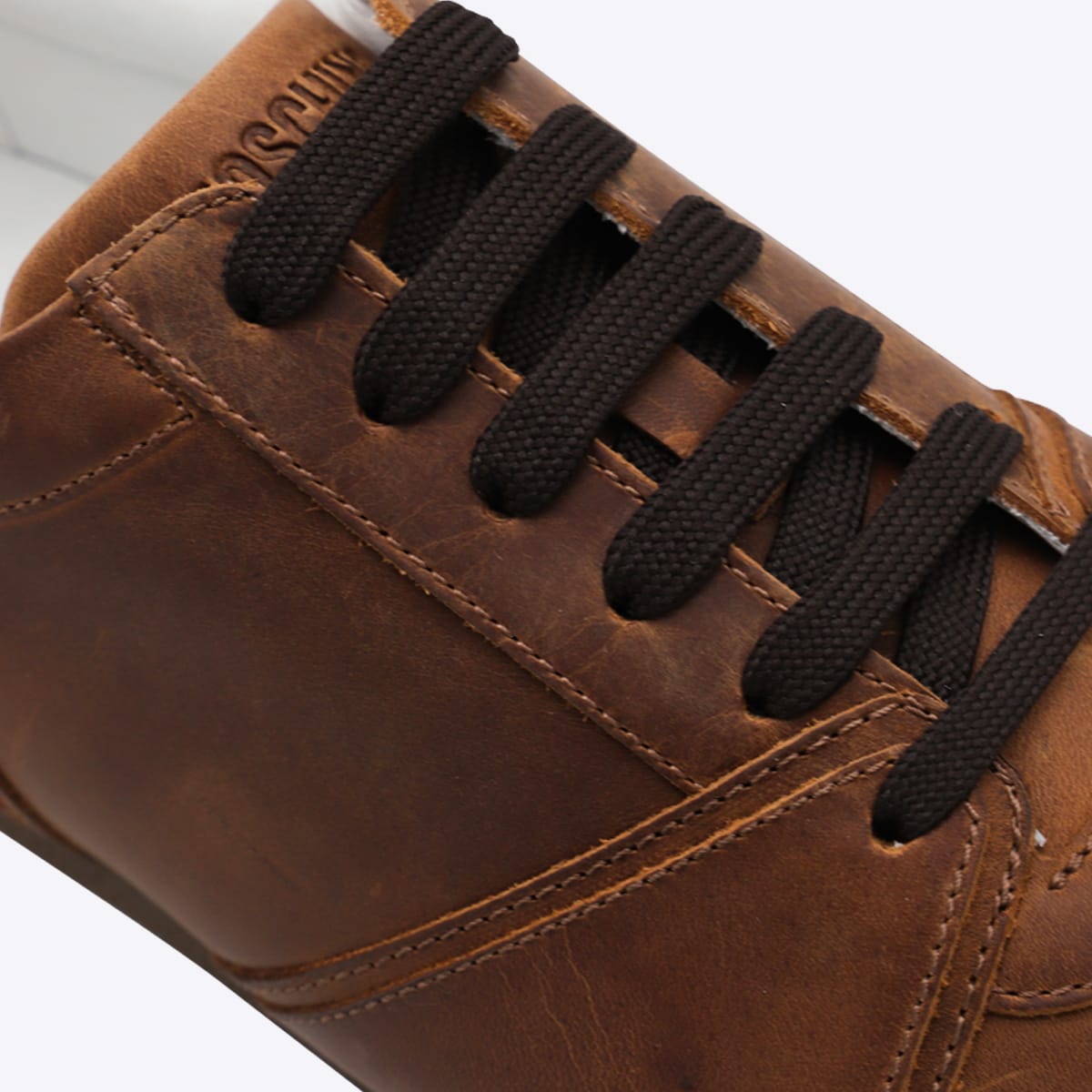 Moschino Low Top Sneakers Stitch Detailing In Brown