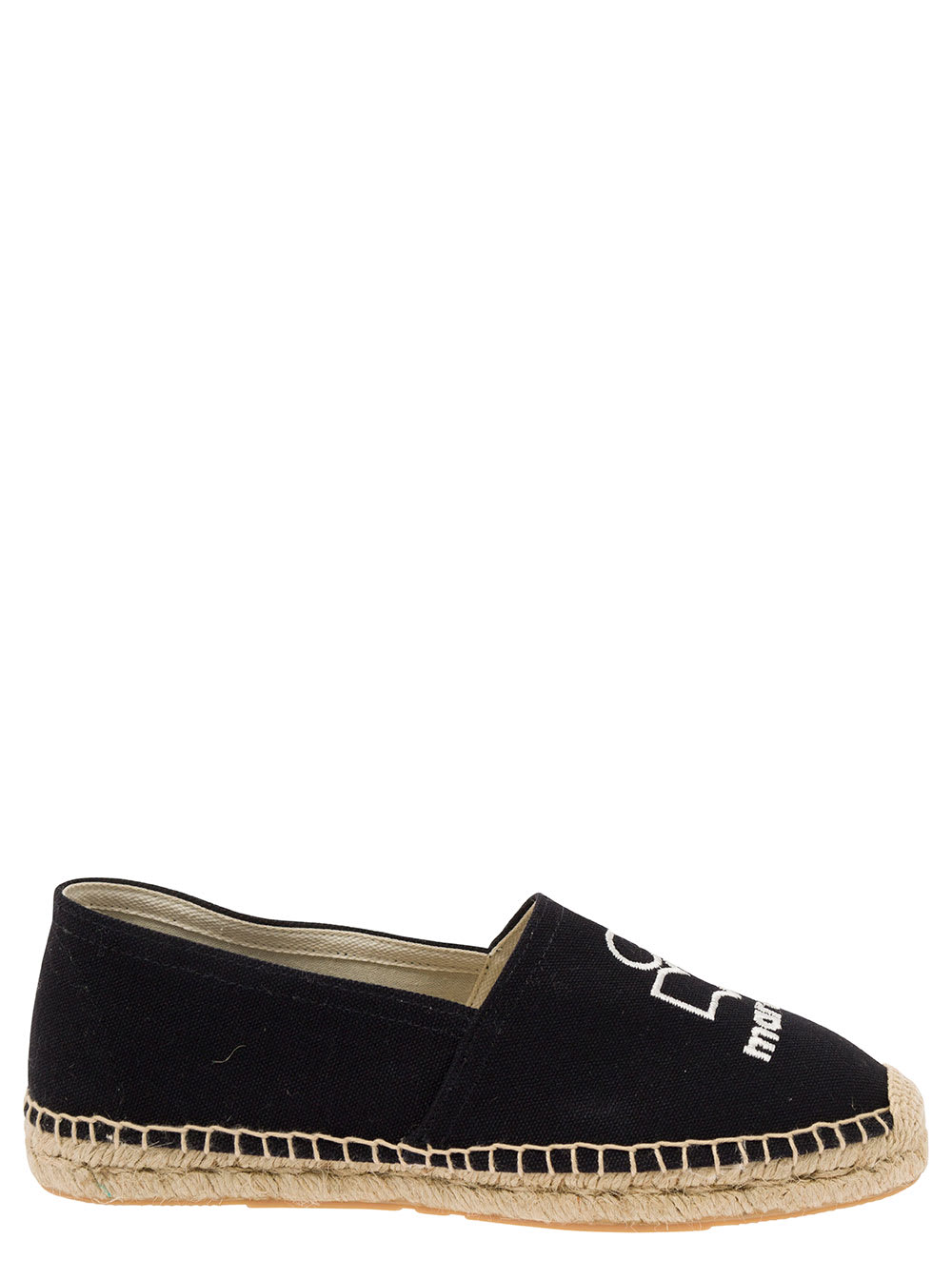 ISABEL MARANT BLACK ESPADRILLAS WITH LOGO PRINT IN COTTON WOMAN