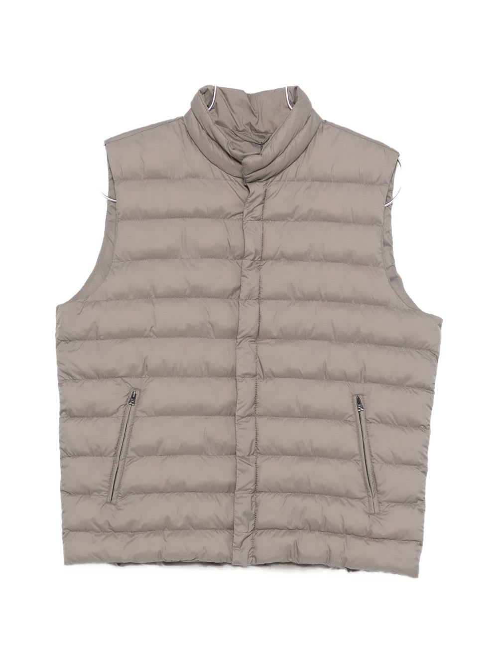Herno Nylon Down Vest In Brown