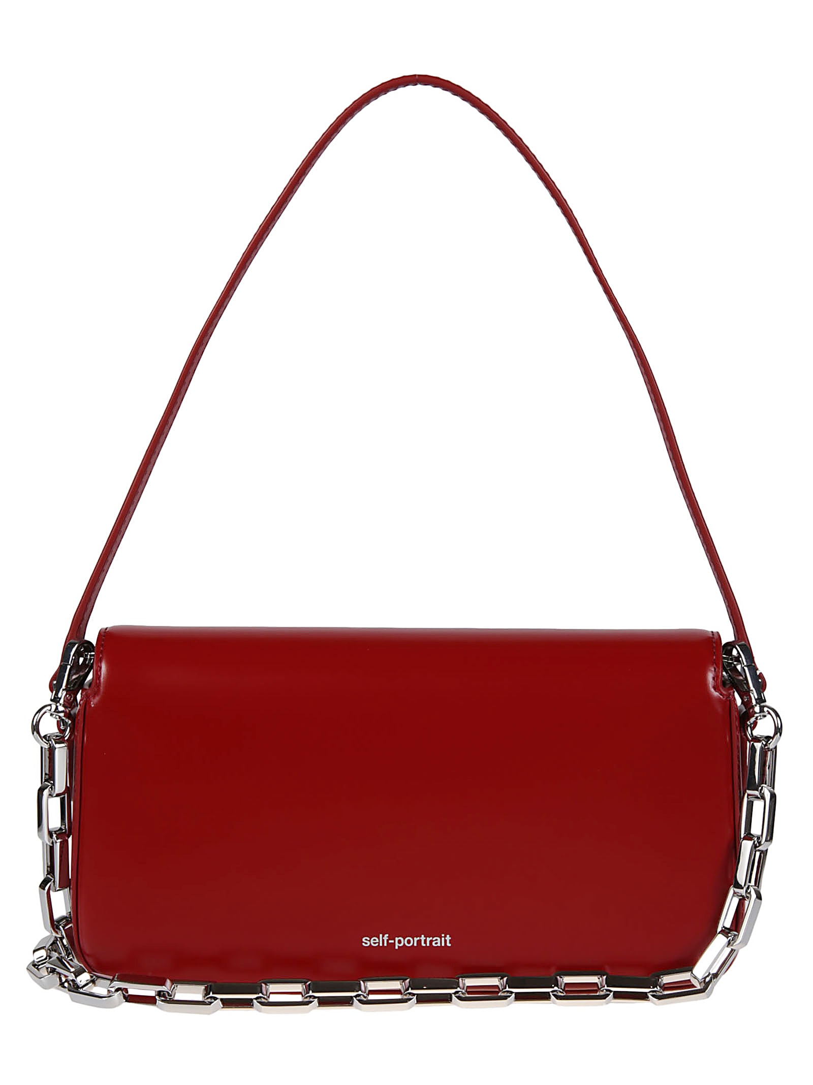 Shop Self-portrait Baguette Bag In Burgundy