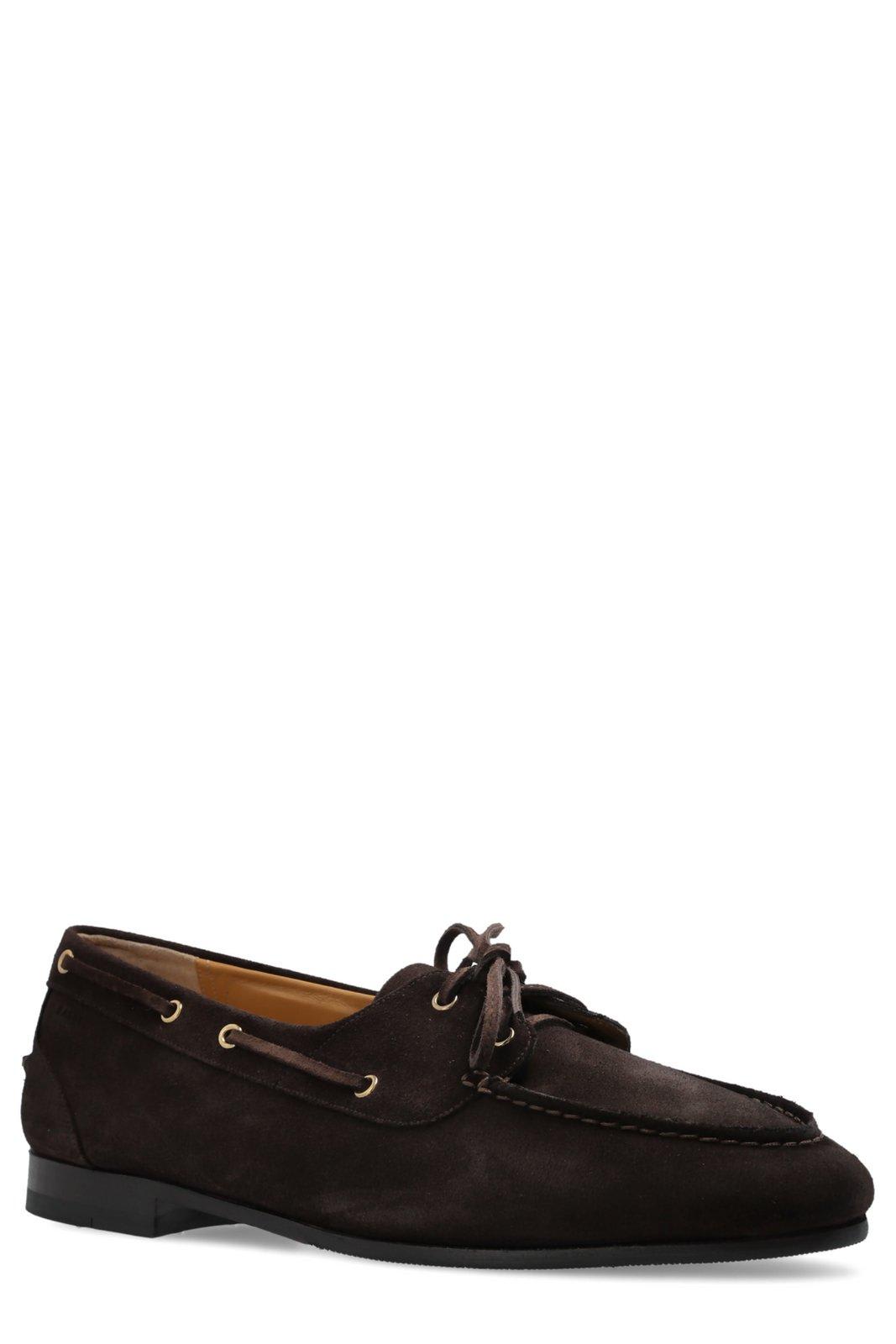 Bally Cedar Brown Leather Moccasins With Panelled Design And Lace-up Detail In Brown