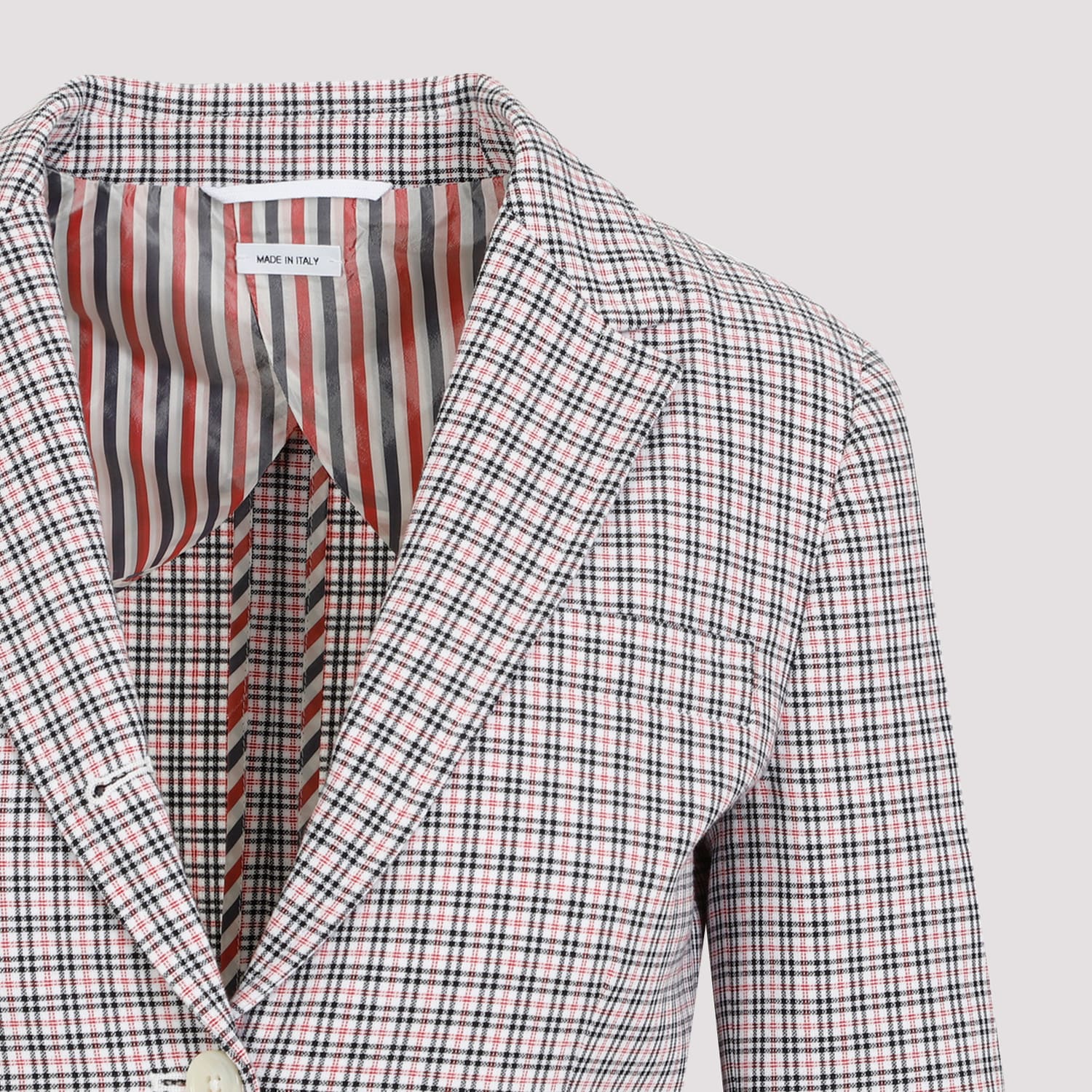 Shop Thom Browne Small Check Cotton Jacket In Rwbwht