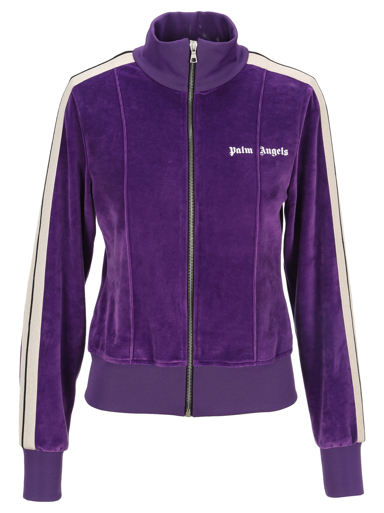 Palm Angels Chenille Fitted Track Jacket In Purple
