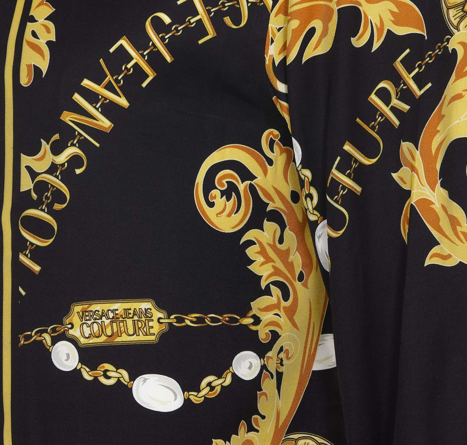 Shop Versace Jeans Couture Chain Couture Print Shirt In Black Gold
