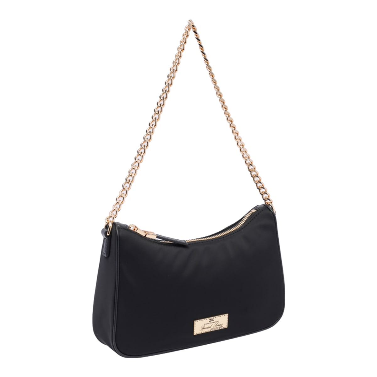 Shop Elisabetta Franchi Double Shoulder Strap And Logo Bag In Black