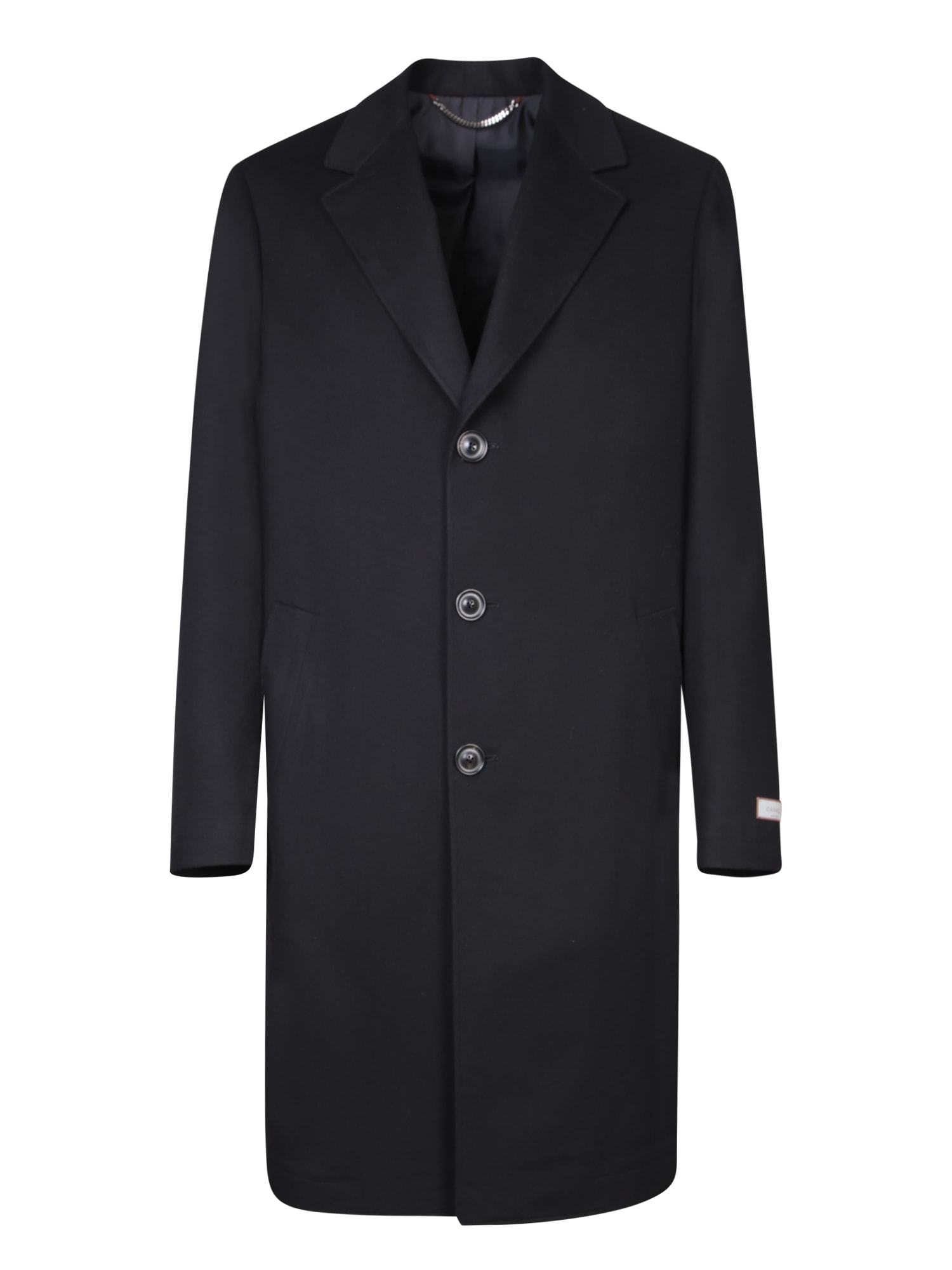 Shop Canali Wool And Cashmere Black Coat