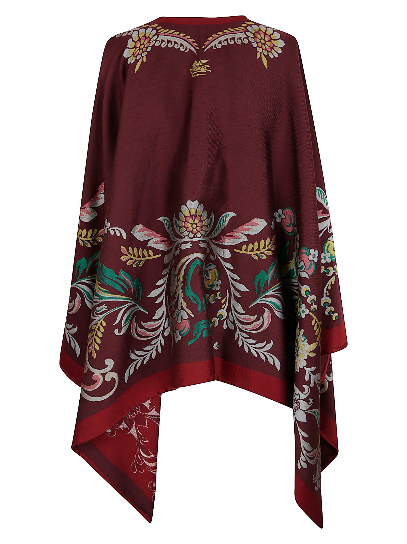 Etro Floral-jacquard Cape In Burgundy