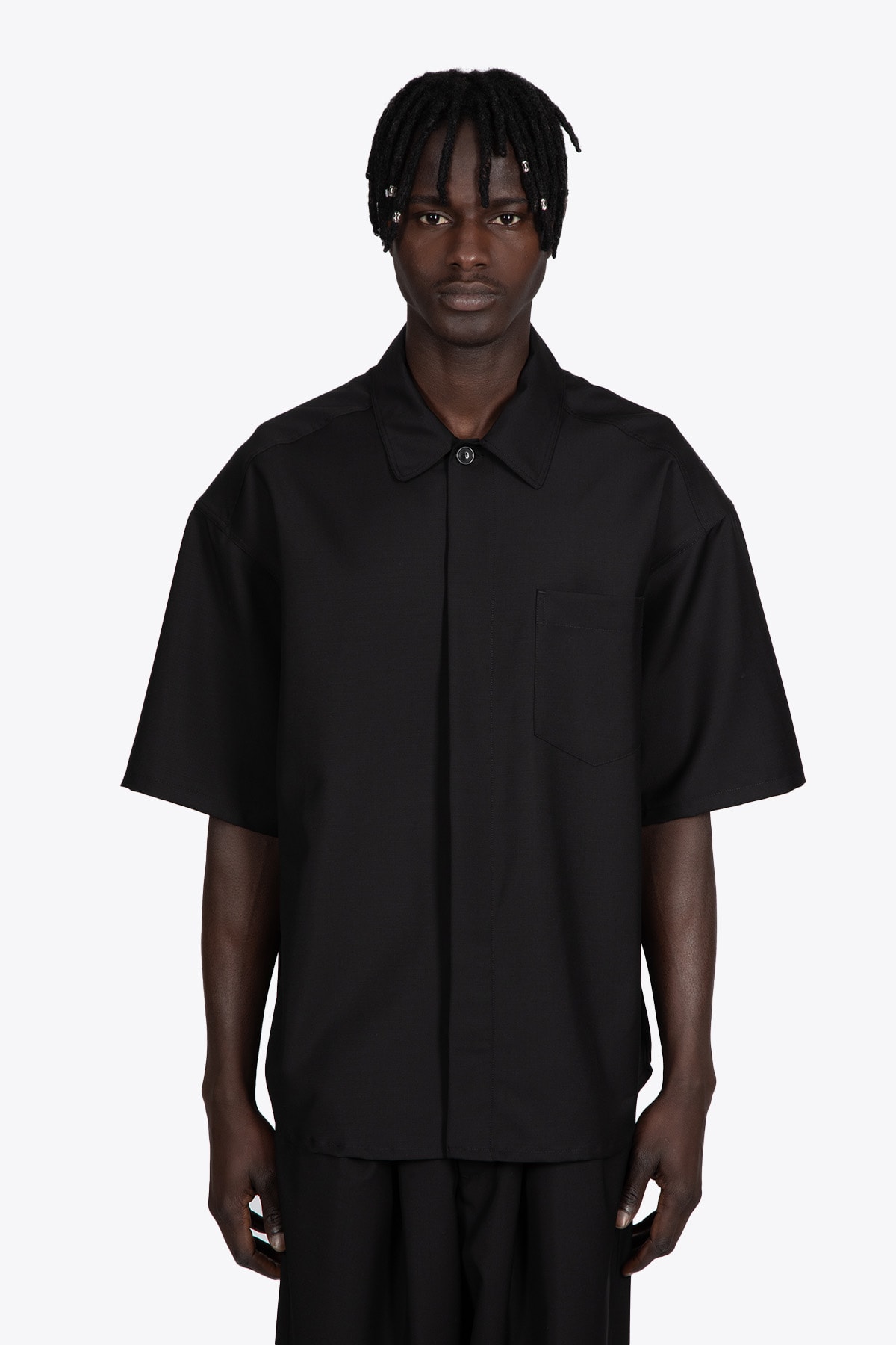 lownn Chemise Minimal Mc Black tailored shirt with short sleeves - Minimal shirt short