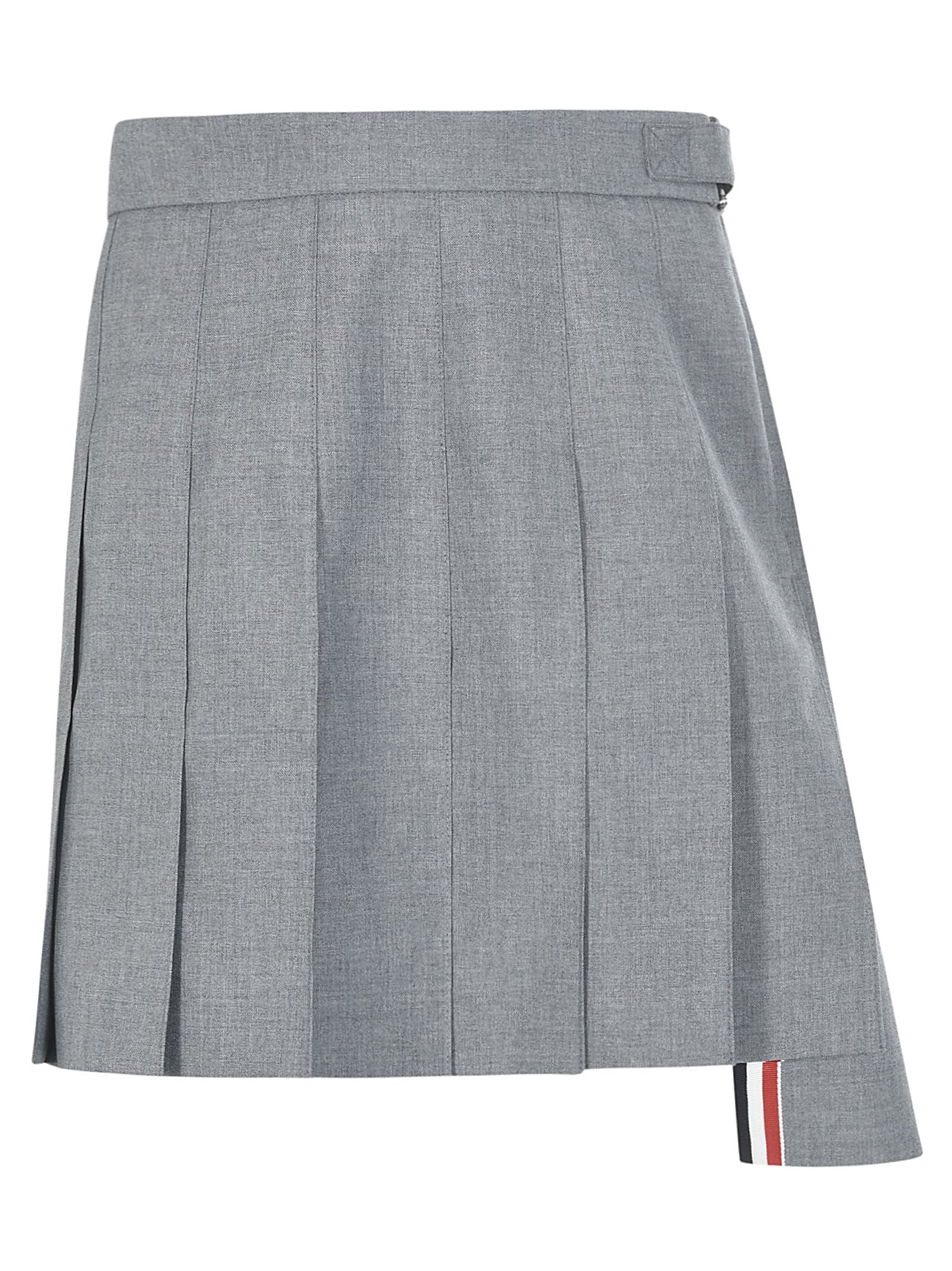 Thom Browne Dropped Back Mini Pleated Skirt In Grey