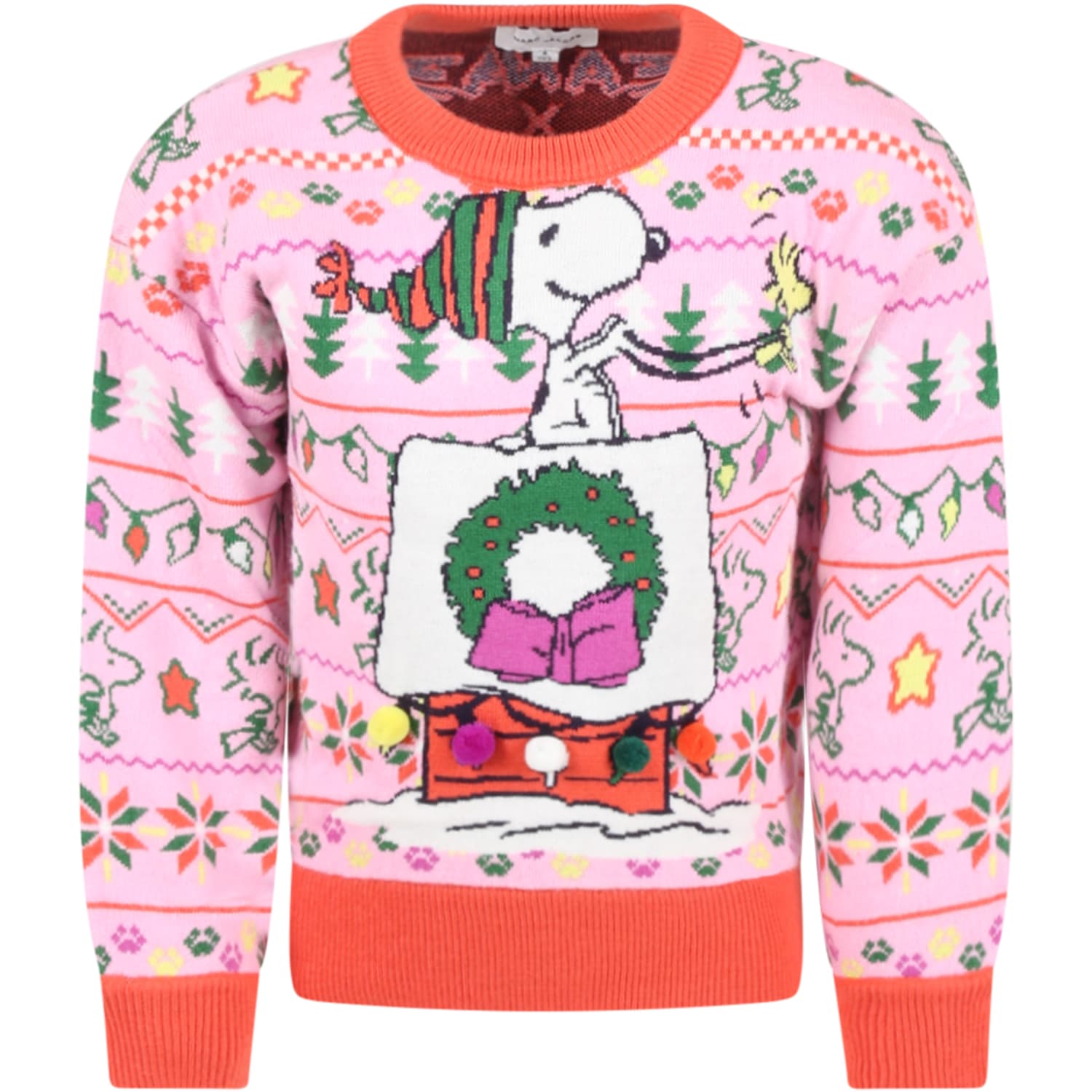 Little Marc Jacobs Pink Sweater For Girl With Snoopy
