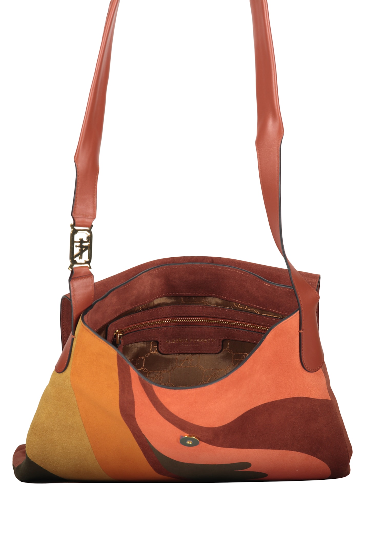 Alberta Ferretti Flap-fastener Shoulder Bag In Brown