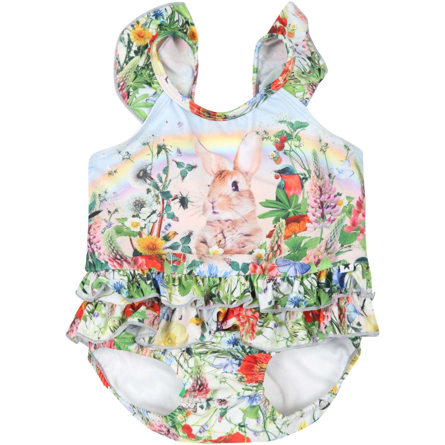 Molo Multicolor Swimsuit For Baby Girl With Rabbit And Flowers