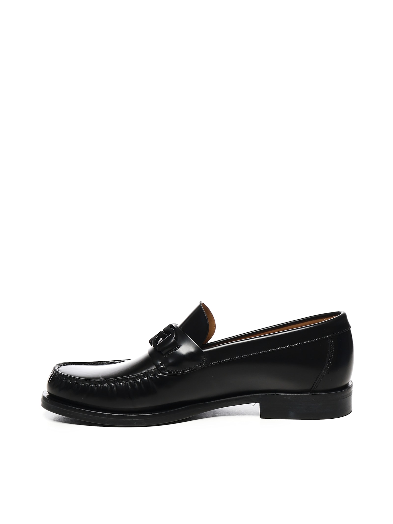 Ferragamo Gancini Ornament Loafers In Black