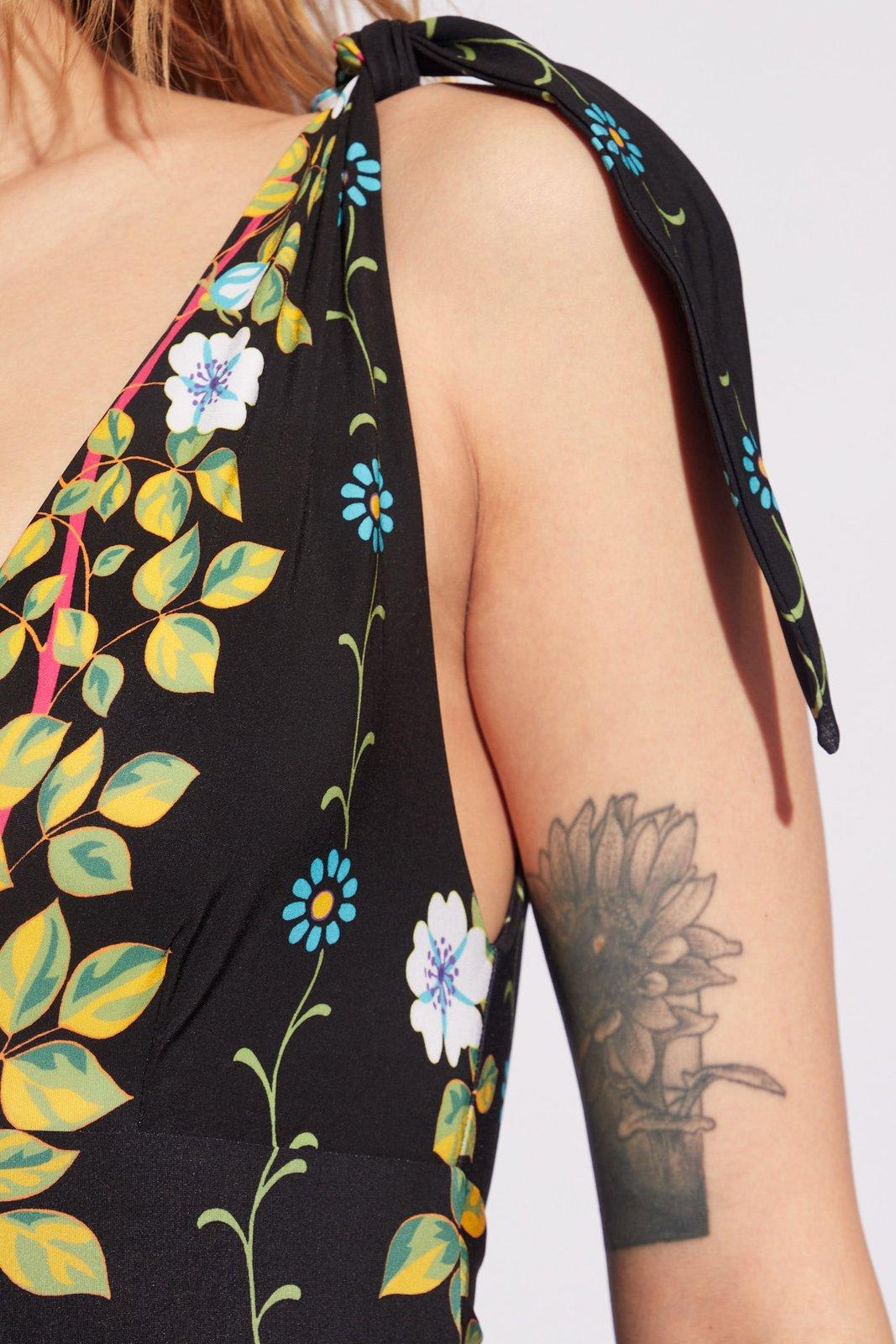 Shop Etro Floral Printed One-piece Swimsuit In Black