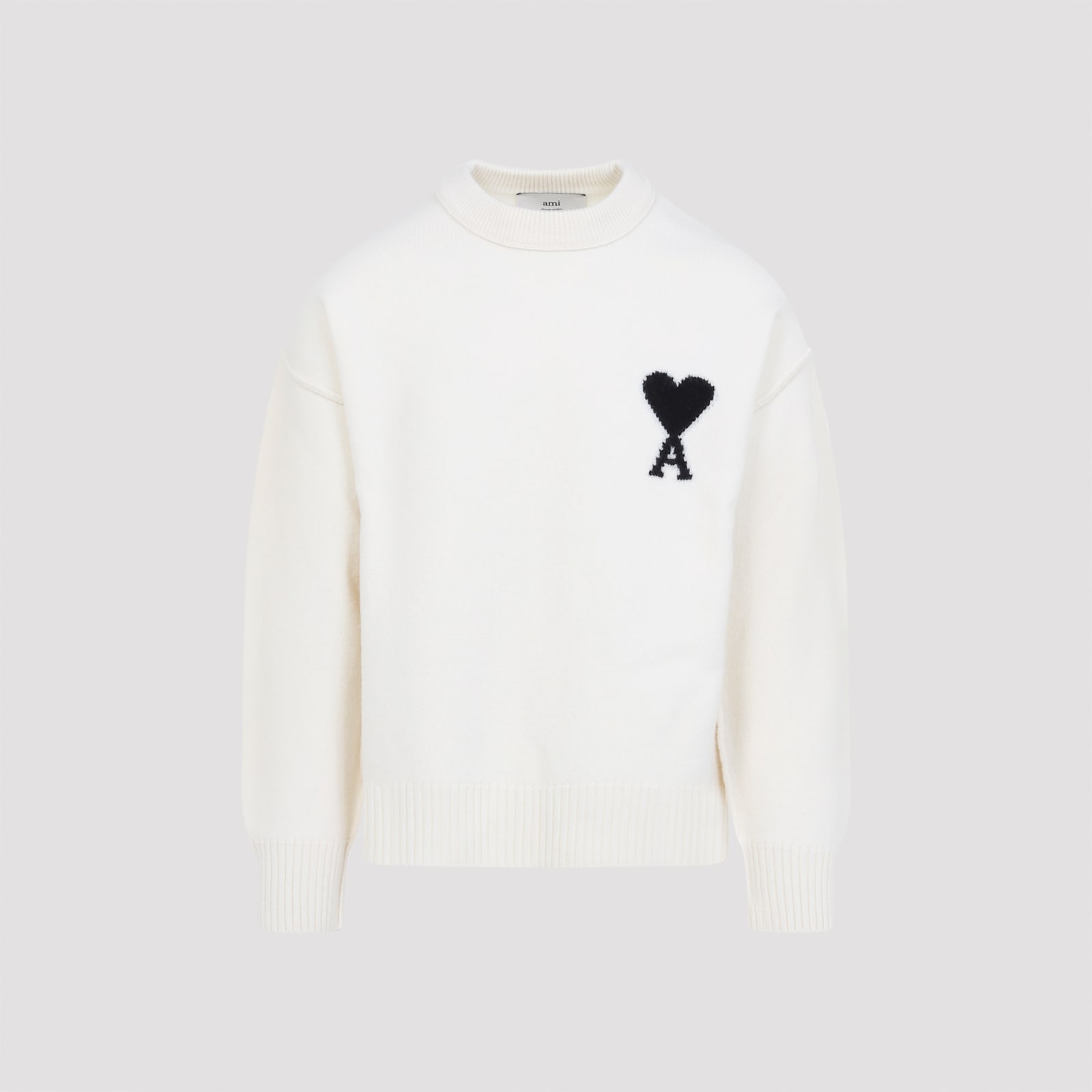 Ami Alexandre Mattiussi Ami Paris White Ami De Coeur Sweater Men In Neutral