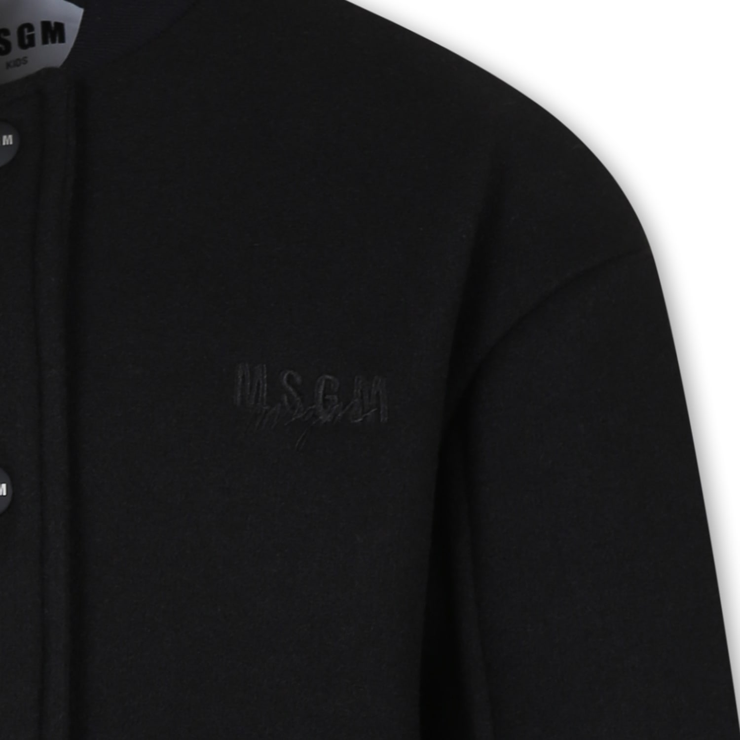 Shop Msgm Oversized Black Jacket For Girl With Logo