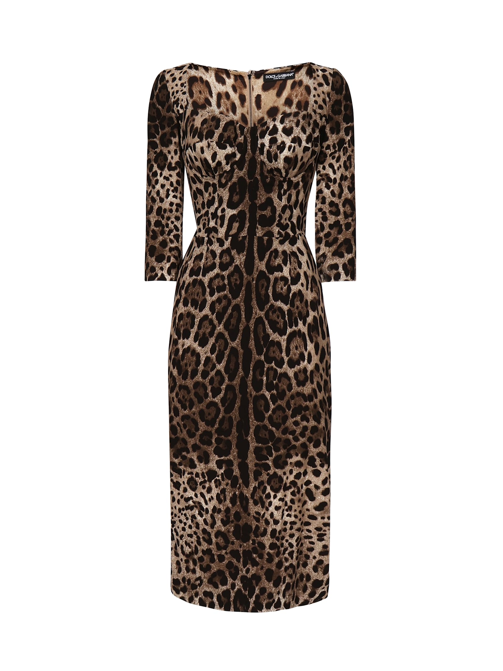 Dolce & Gabbana Leopard-print Calf-length Cady Dress
