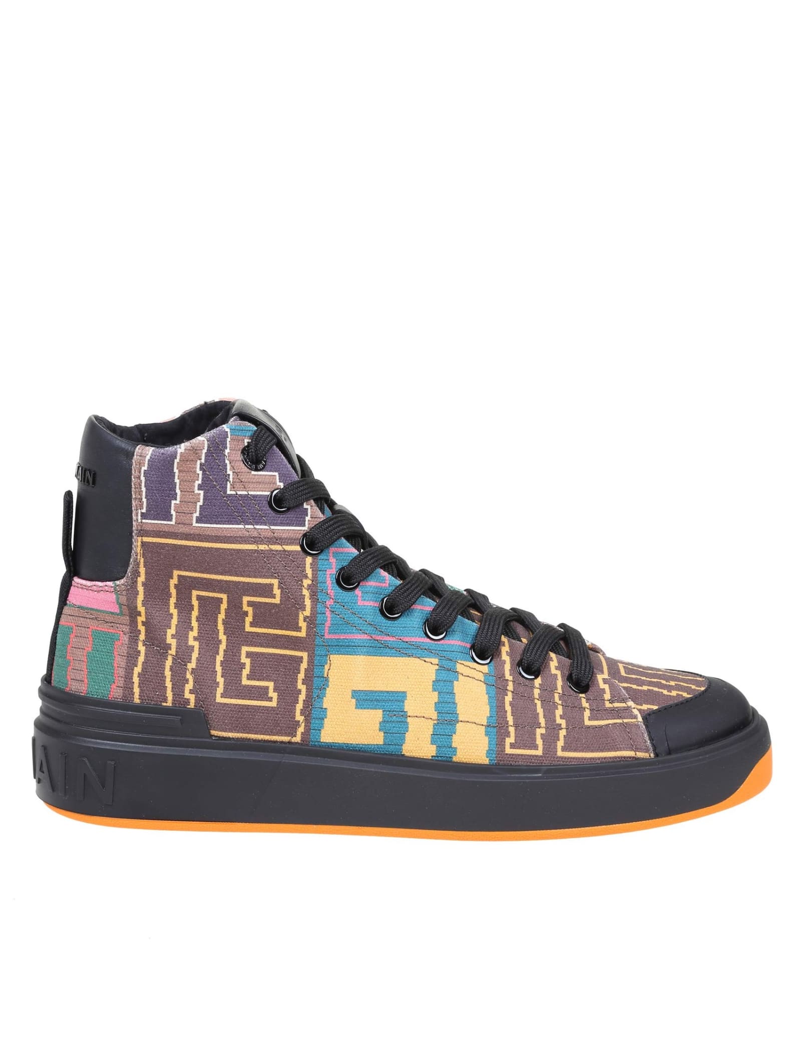 Balmain Sneakers B-court Con Monogramma Multicolor