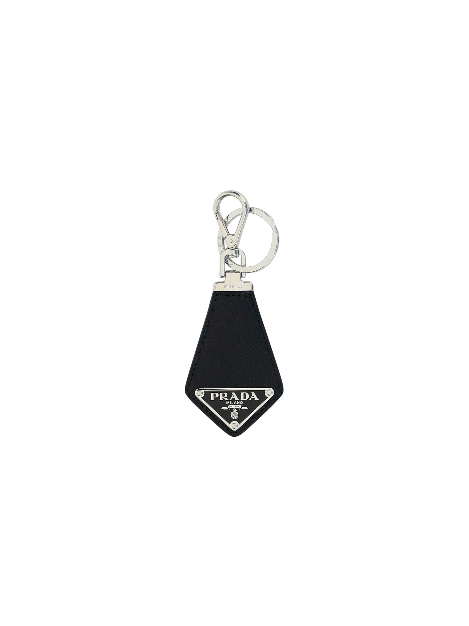 Shop Prada Keyring In Black