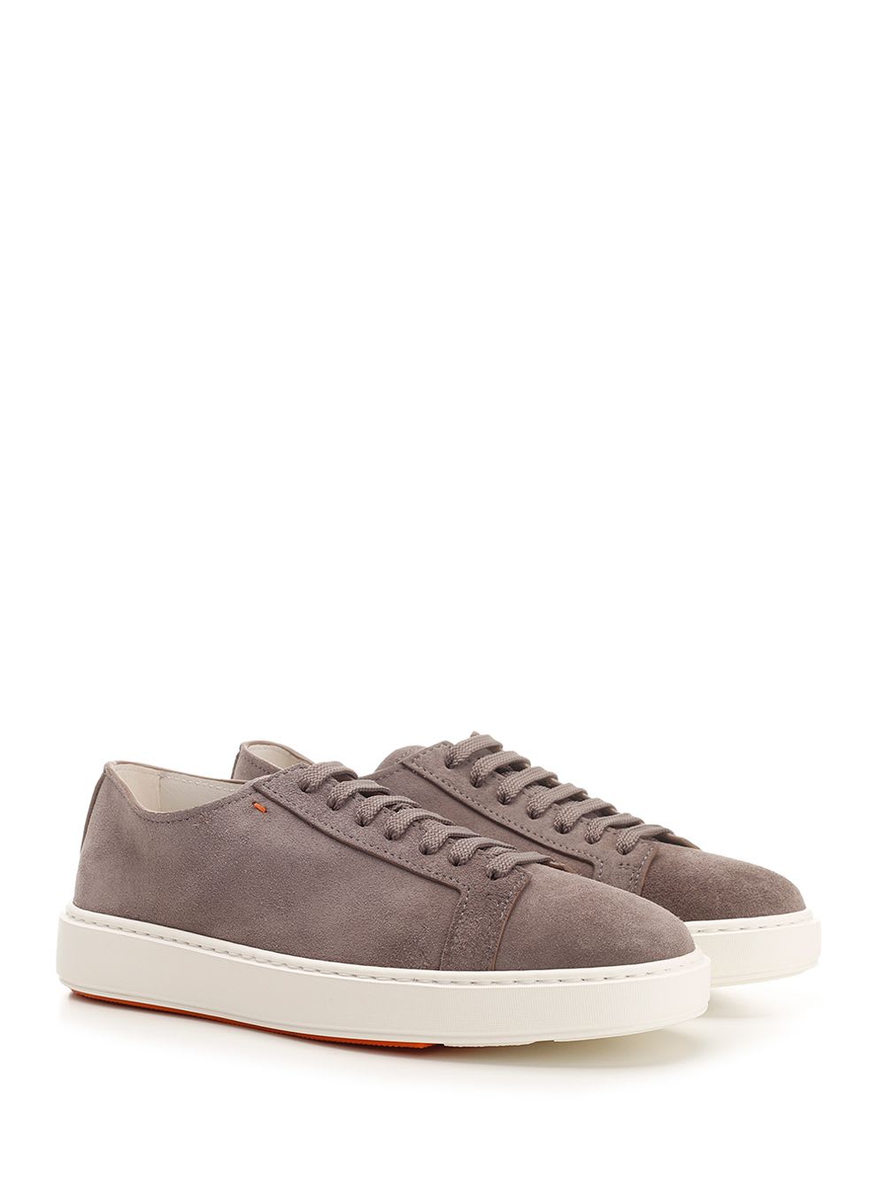 Shop Santoni Dove Grey Suede Sneakers