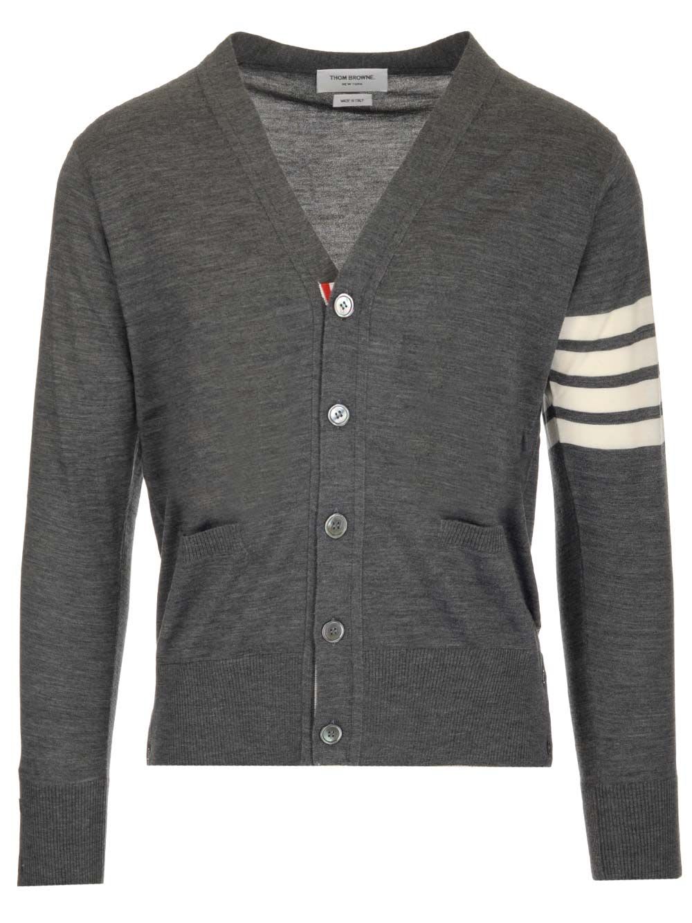 Shop Thom Browne Grey 4-bar Cardigan