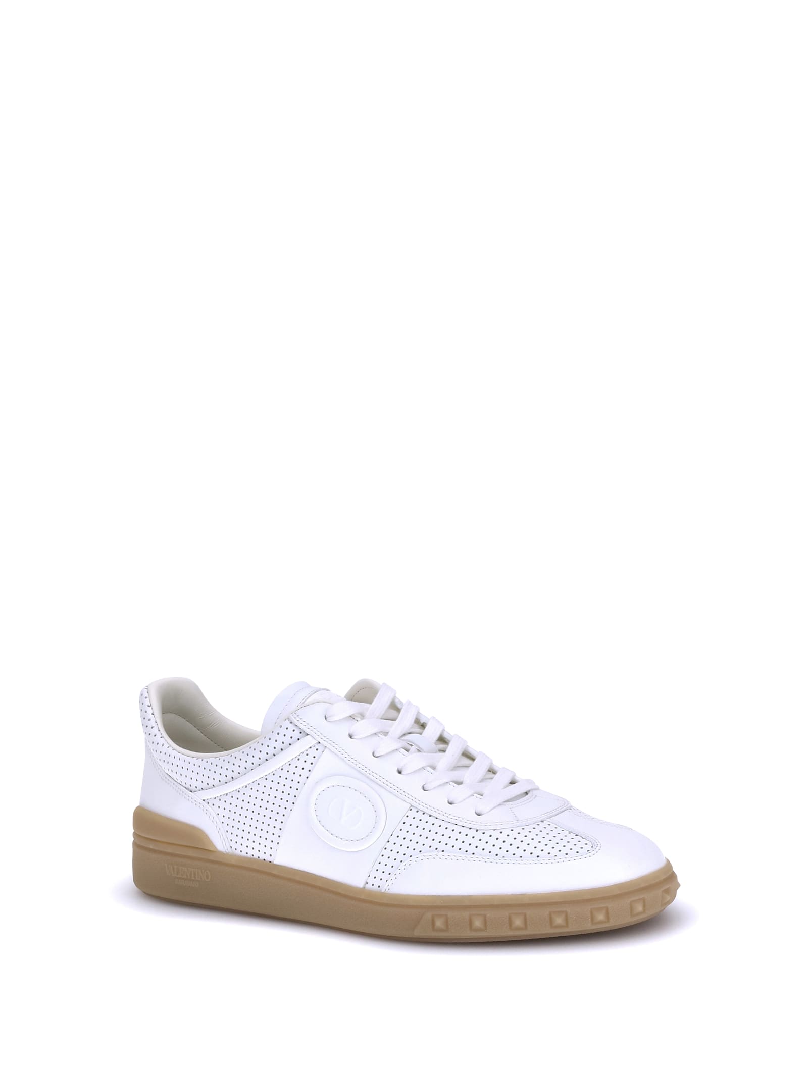 Valentino Garavani Perforated Calf Nappa Leather Sneakers In White