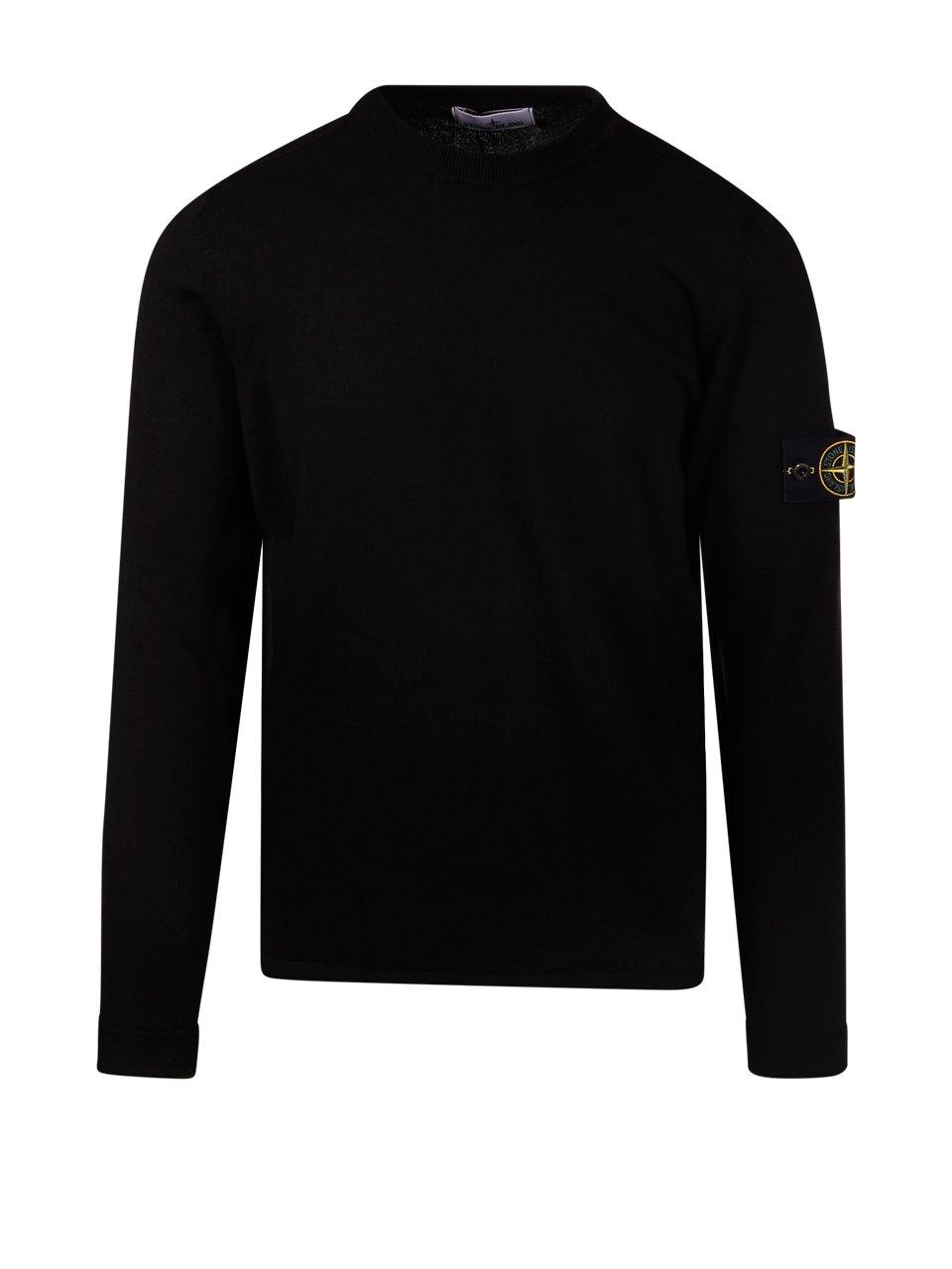 Shop Stone Island Compass Patch Crewneck Sweatshirt In Black