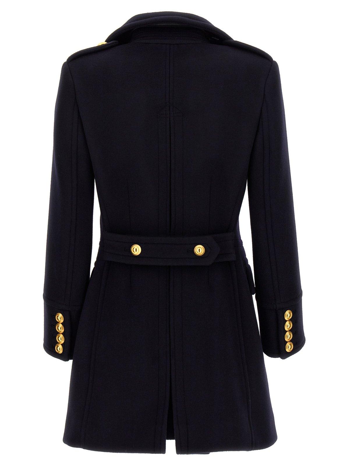 Shop Tom Ford Double-breasted Coat In Dark Indigo