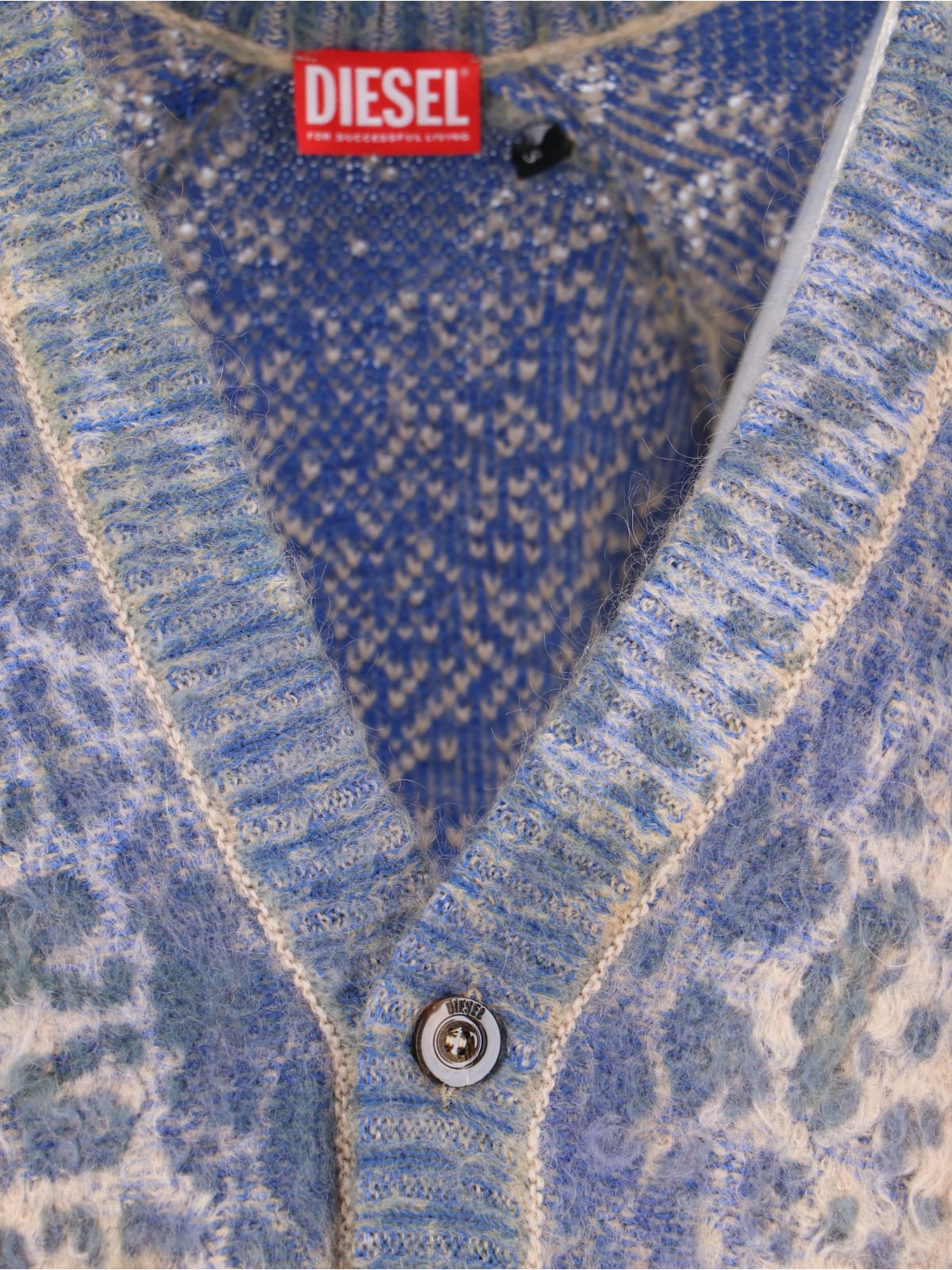 Shop Diesel Animalier Cardigan In Blue