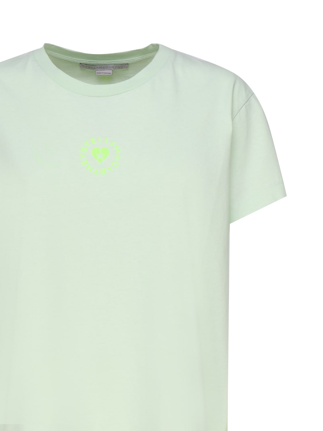 Shop Stella Mccartney Cotton T-shirt With Circular Logo In Green