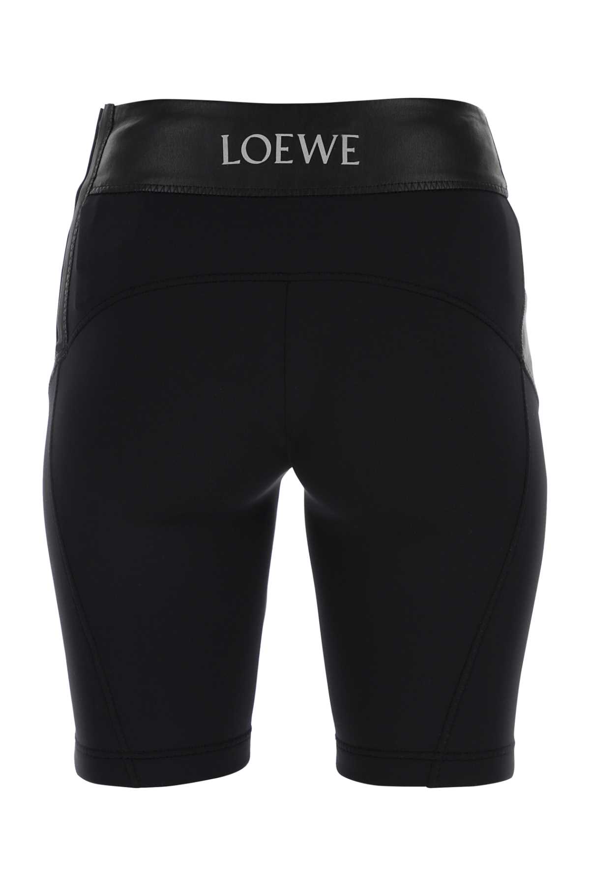 Loewe Black Leather And Fabric Leggings