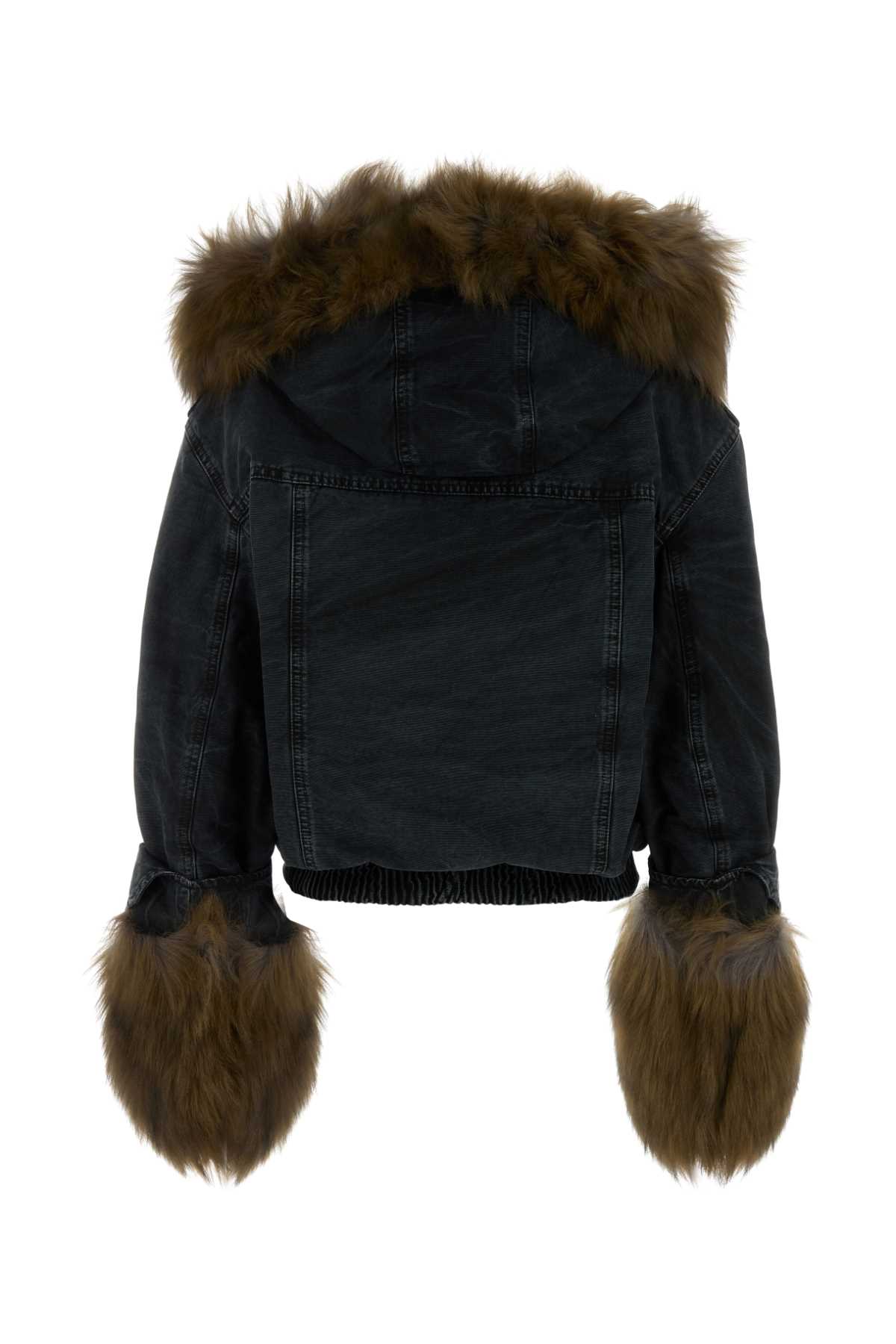 Blumarine Black Denim Jacket In Blue