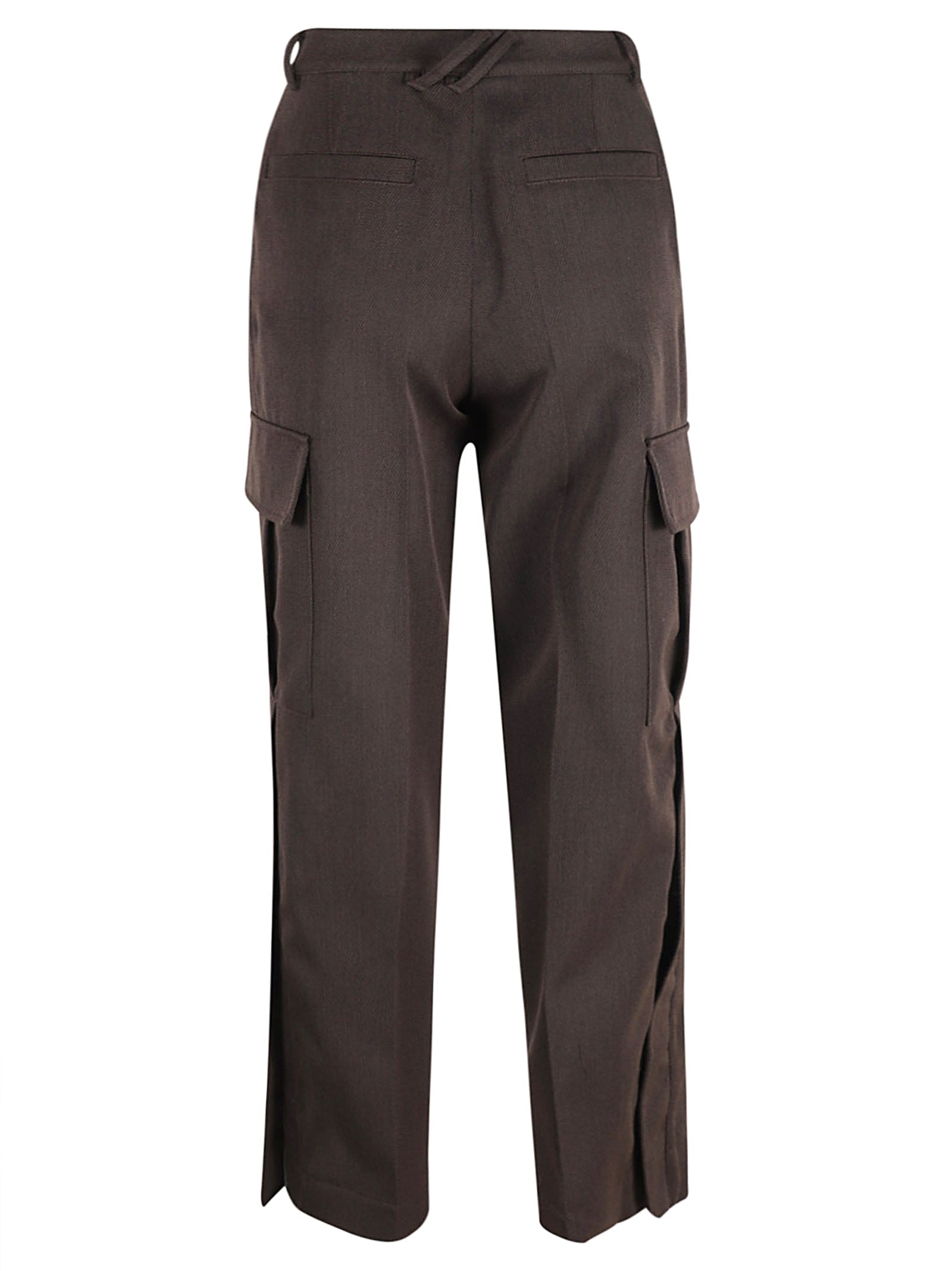 Shop Burberry Cargo Fitted Trousers In Brown/black