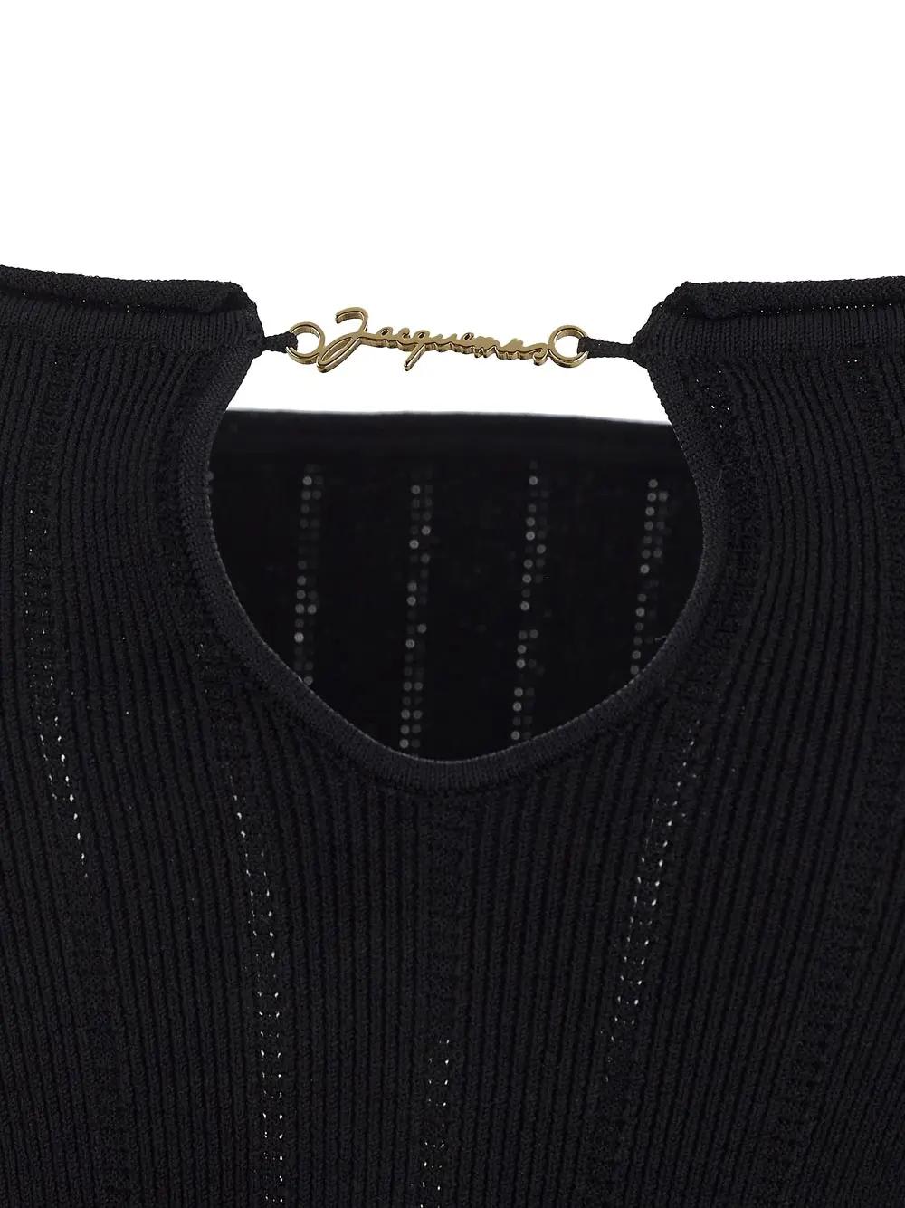 Shop Jacquemus Ribbed Dress In Black