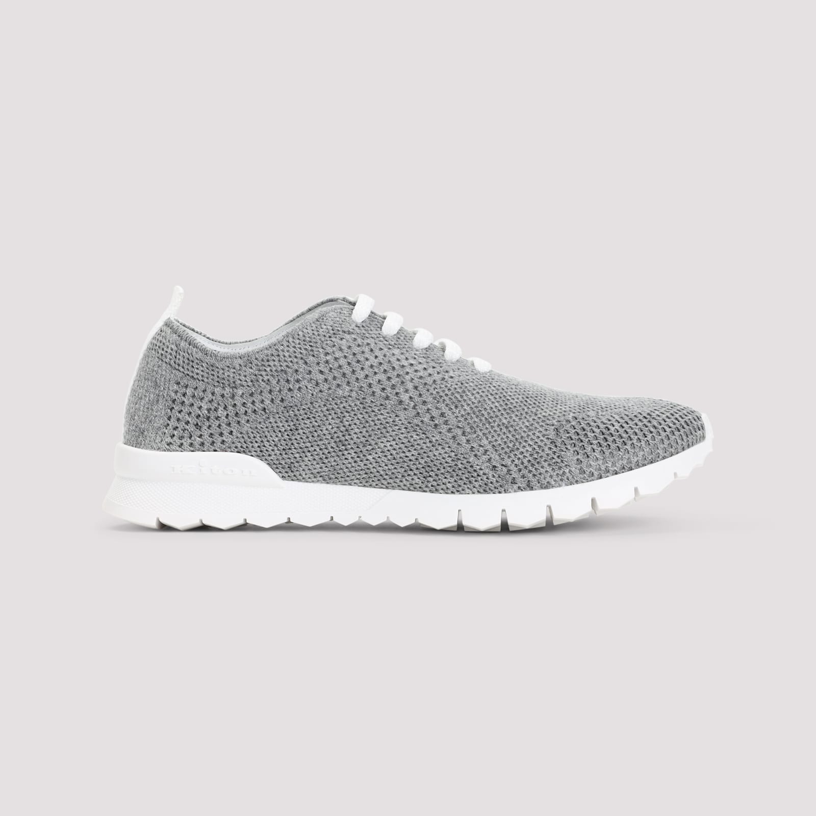 Kiton Fits Low-top Sneakers In Knitted Cashmere In Gray